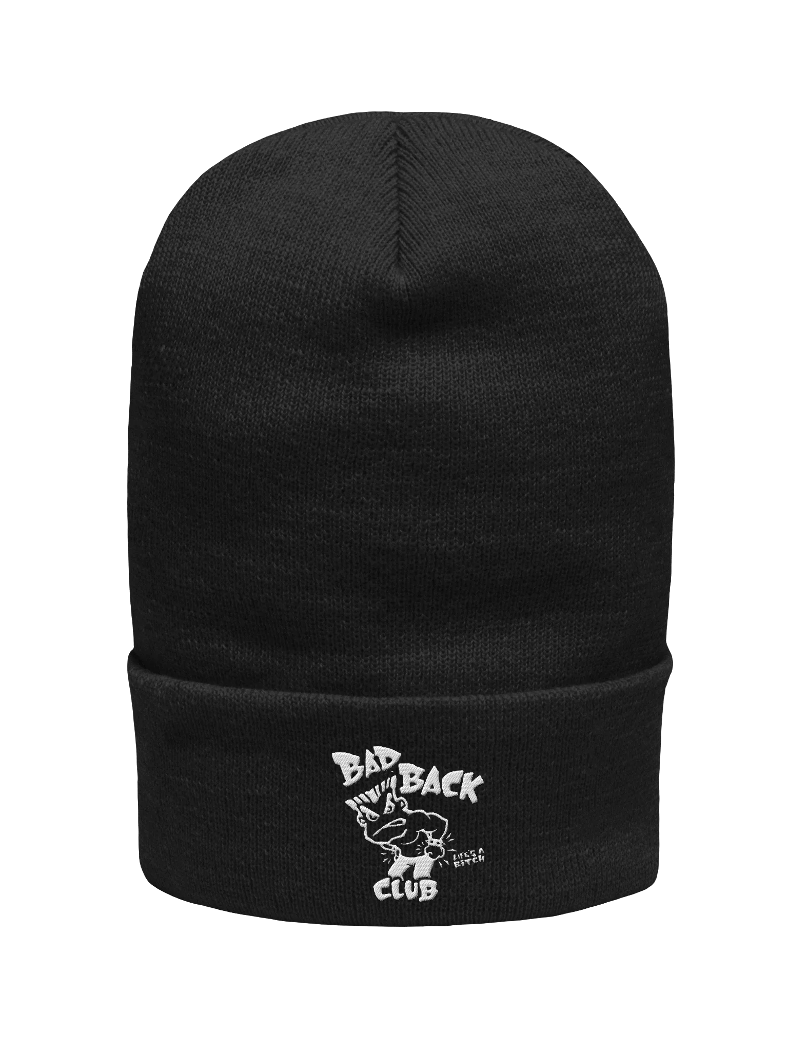 Bad Back Club Embroidered Beanie. product image (1)