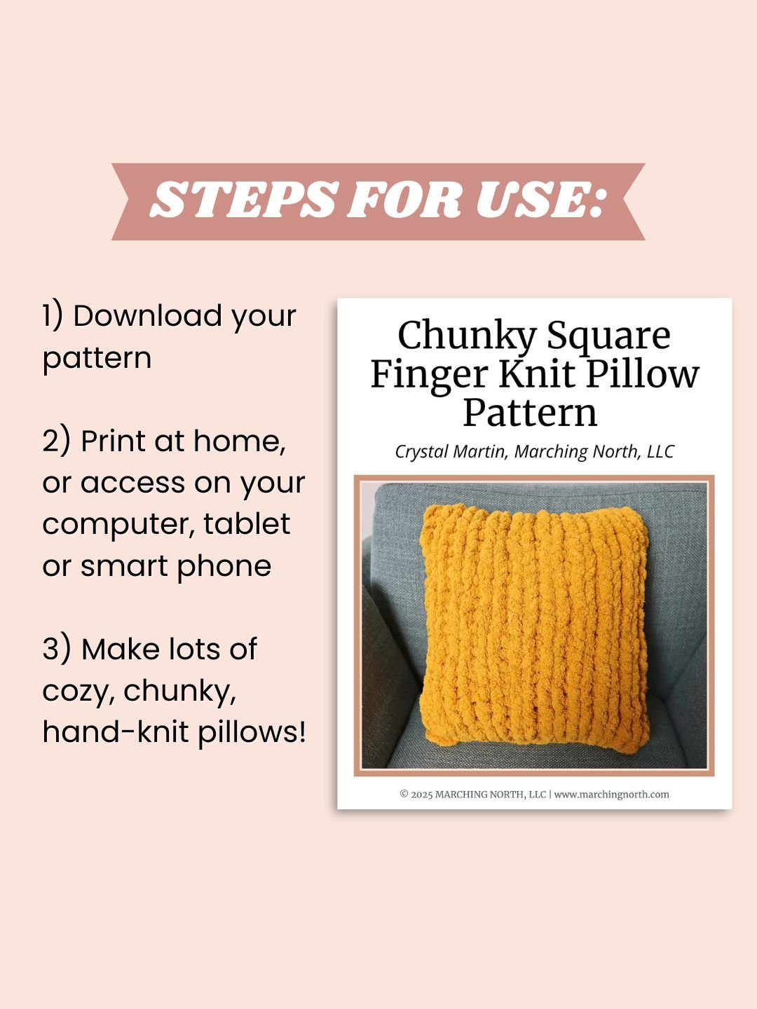 Hand Knit Square Throw Pillow (Digital PDF Pattern) product image (4)