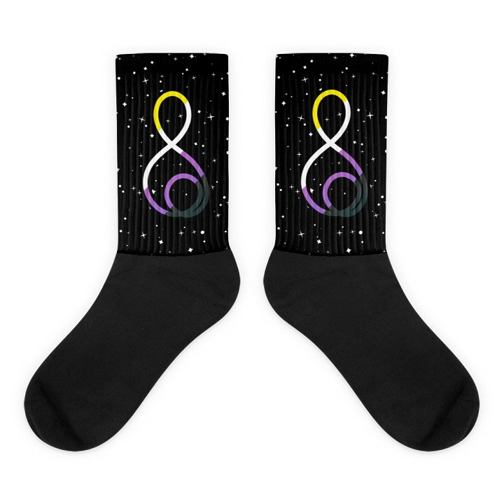 Treble Clef (Non-Binary) - Black Foot Sublimated Socks product image (1)