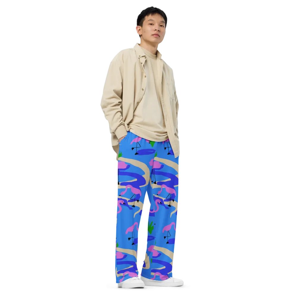 Flamingos Pattern Wideleg Pants product image (3)