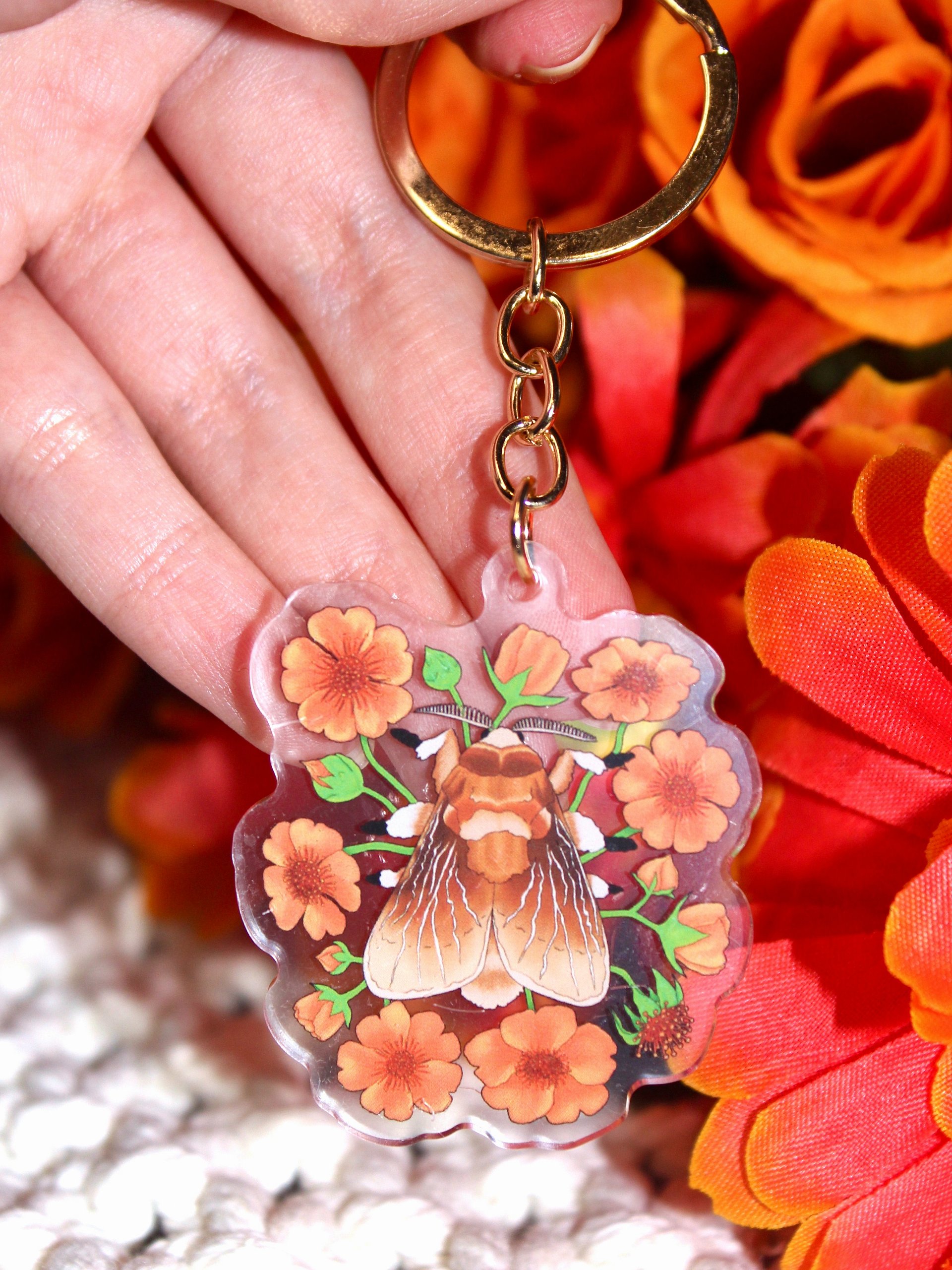 Floral Southern Flannel Moth Acrylic Keychain product image (3)