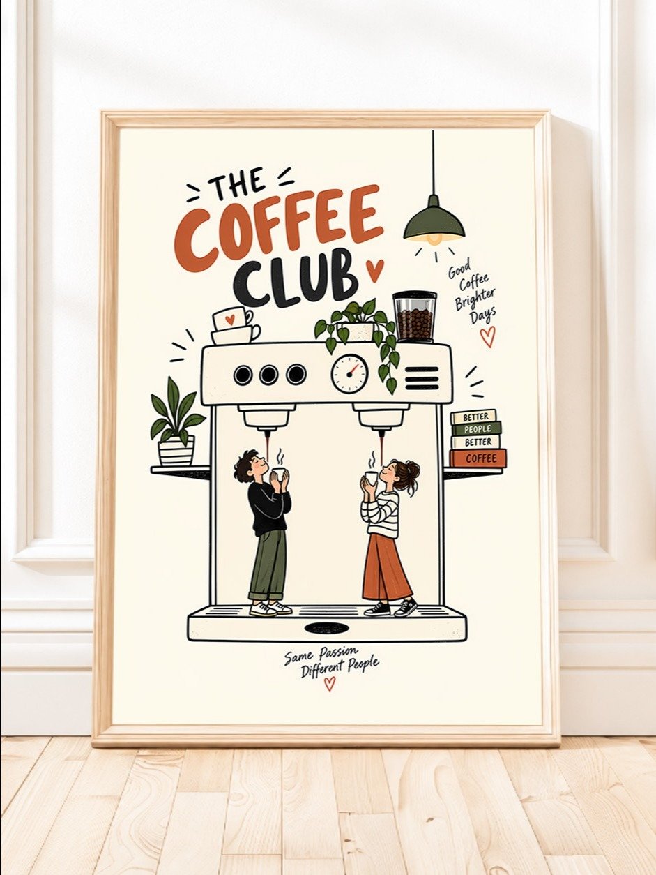 Coffee Club Wall Art, Retro Coffee Poster, Kitchen Coffee Bar Decor product image (1)