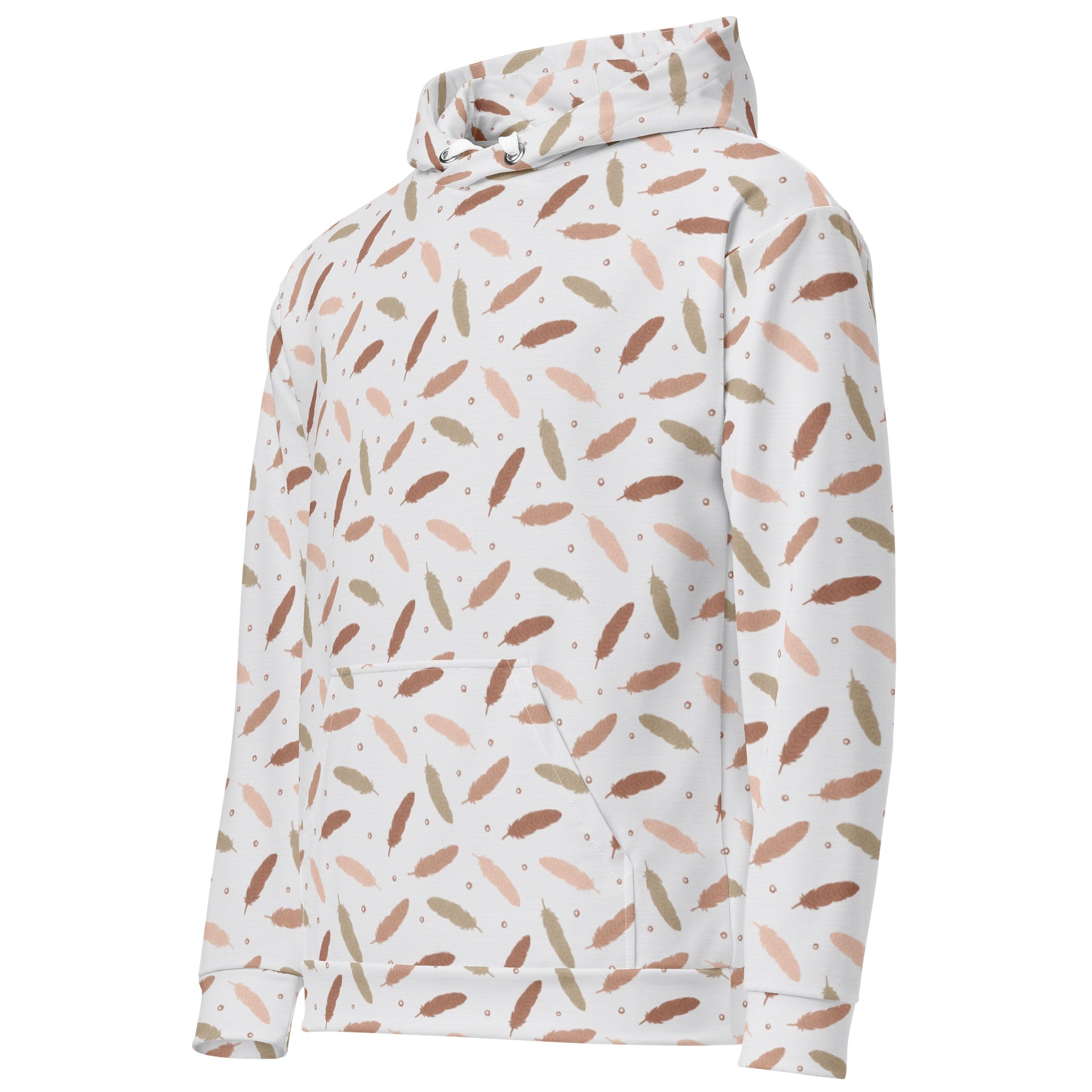 Mocha Mousse Feathers Unisex Cotton Hoodie product image (3)