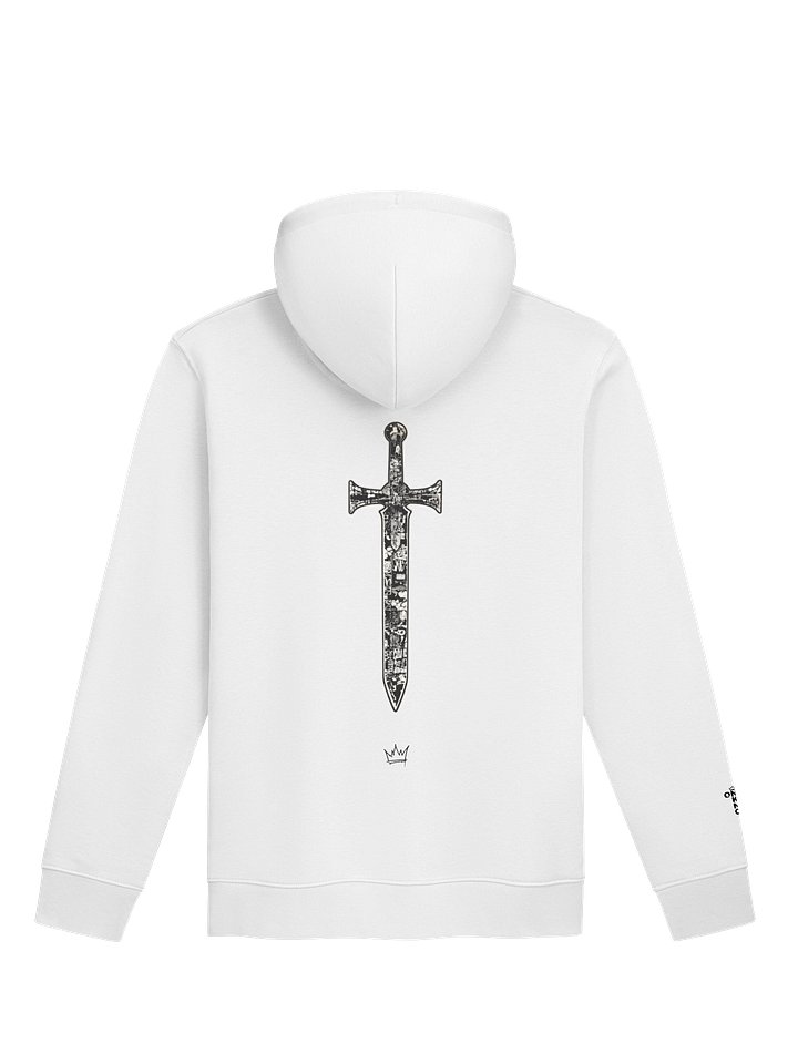ONE KING Crusader Oakeshott 100% Organic Cotton Premium Street Hoodie with embroidered sleeve logo black print product image (1)