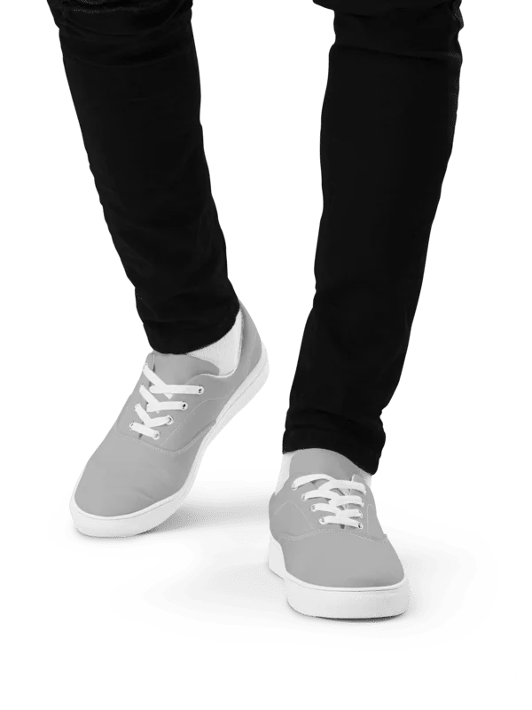 Sleek Gray Lace-Up Canvas Shoes product image (2)