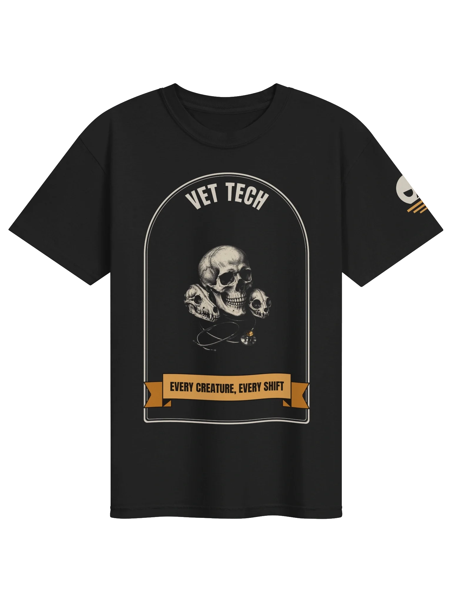 Camiseta Vet Tech con calavera: Every Creature, Every Shift