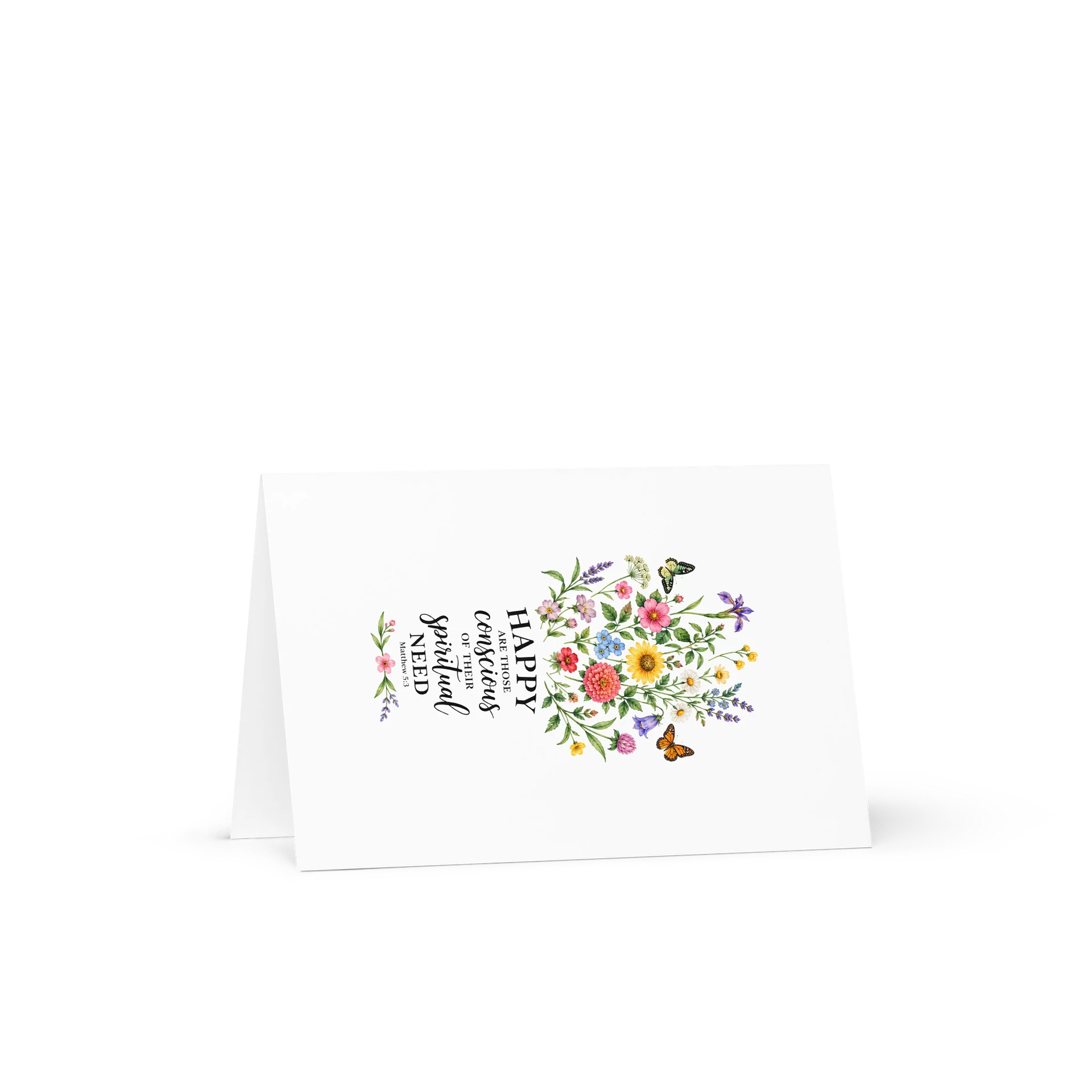 “Happy Are Those Conscious of Their Spiritual Need” | Matthew 5:3 | Floral Greeting Card product image (3)