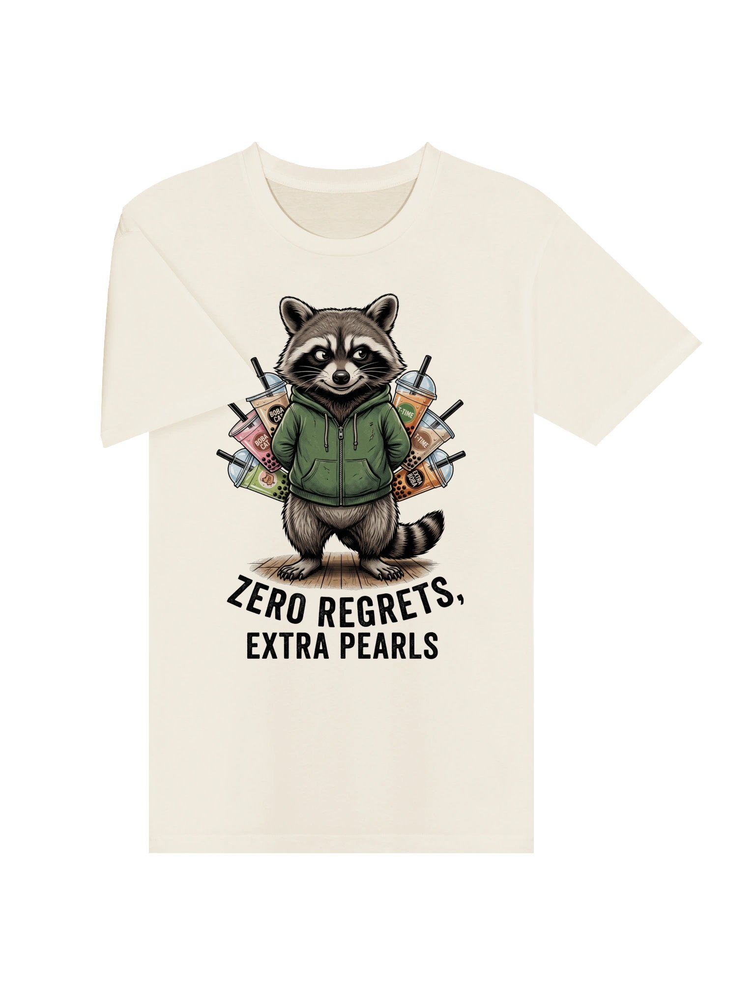 Zero Regrets Bubble Tea Raccoon Tee product image (17)