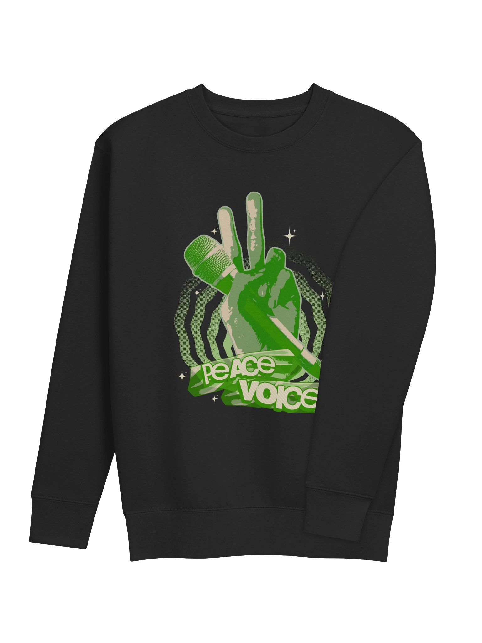Peace Voice Sweatshirt - Hip Hop Microphone Hand Sign Sweatshirt | green design| Music Lover Rap Tee product image (4)