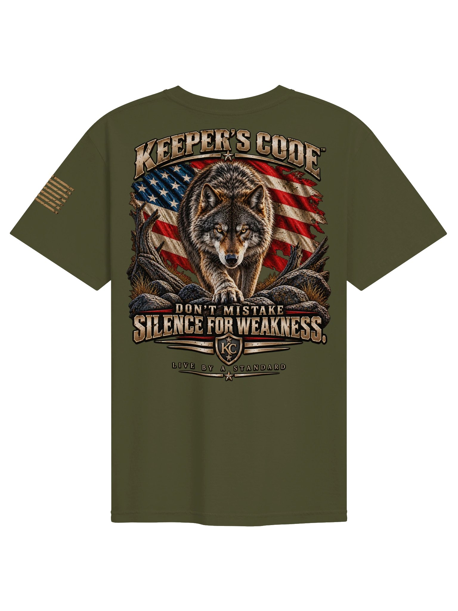 Men’s Silence For Weakness Wolf Patriotic Heavyweight T-Shirt product image (21)
