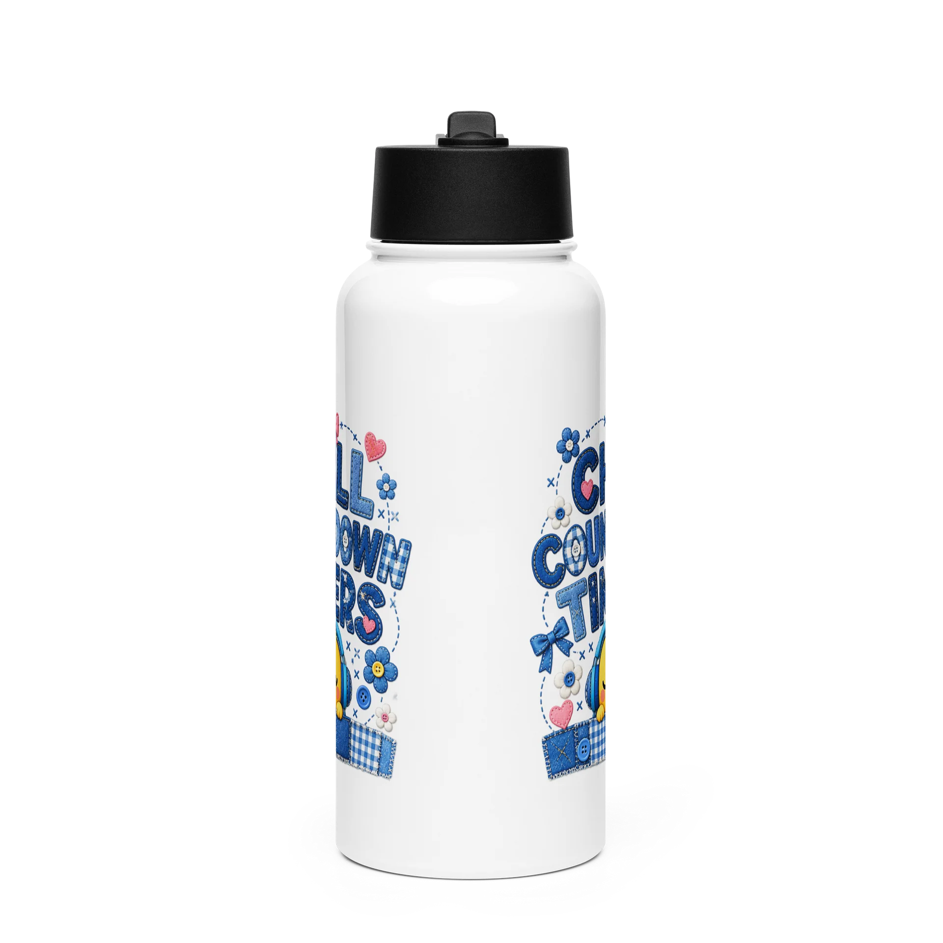 Chill Countdown Timers Denim Patchwork Water Bottle product image (1)