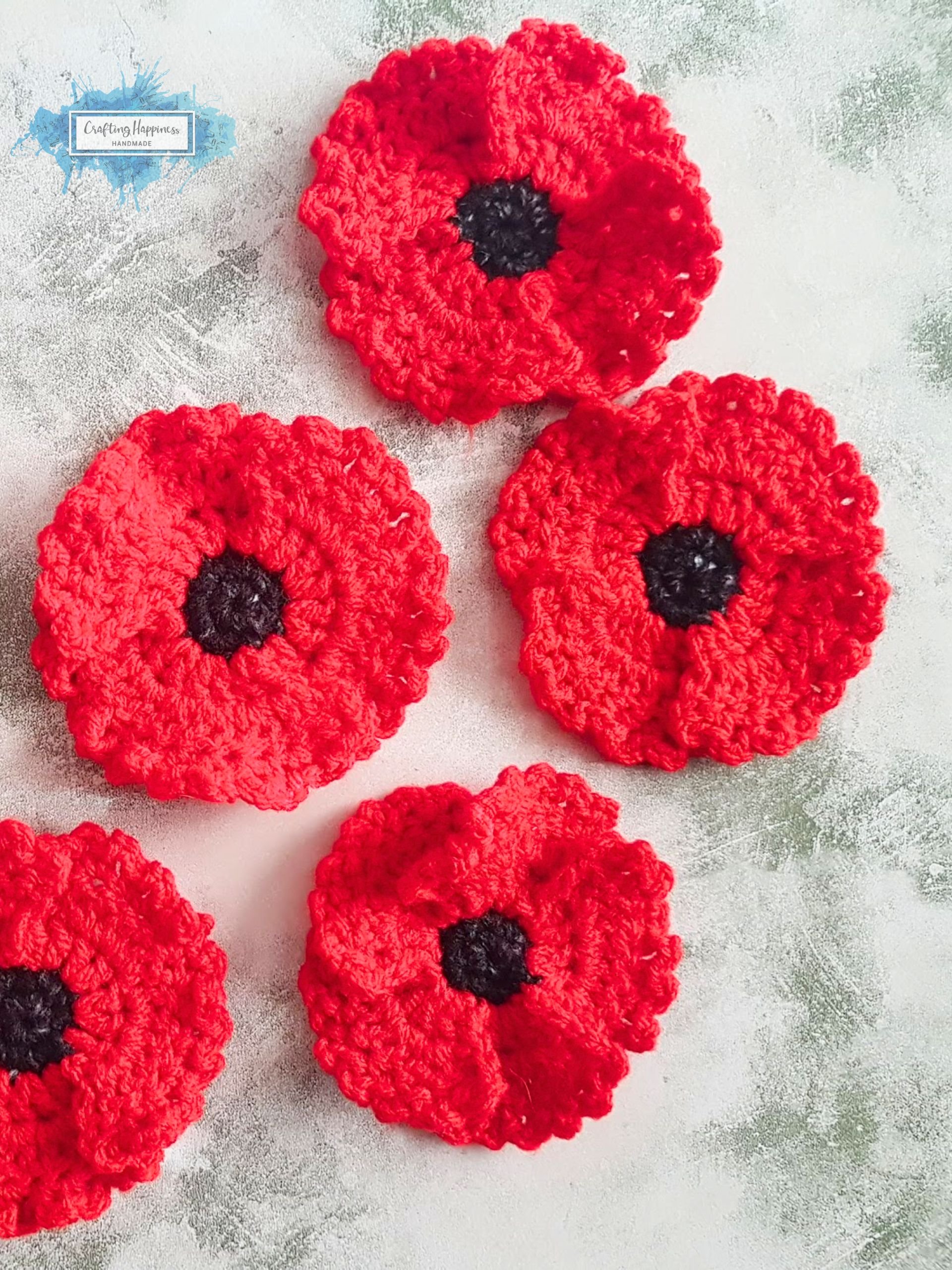 Red Poppy Flower Applique Crochet Pattern, US Terms (PDF Pattern) product image (1)