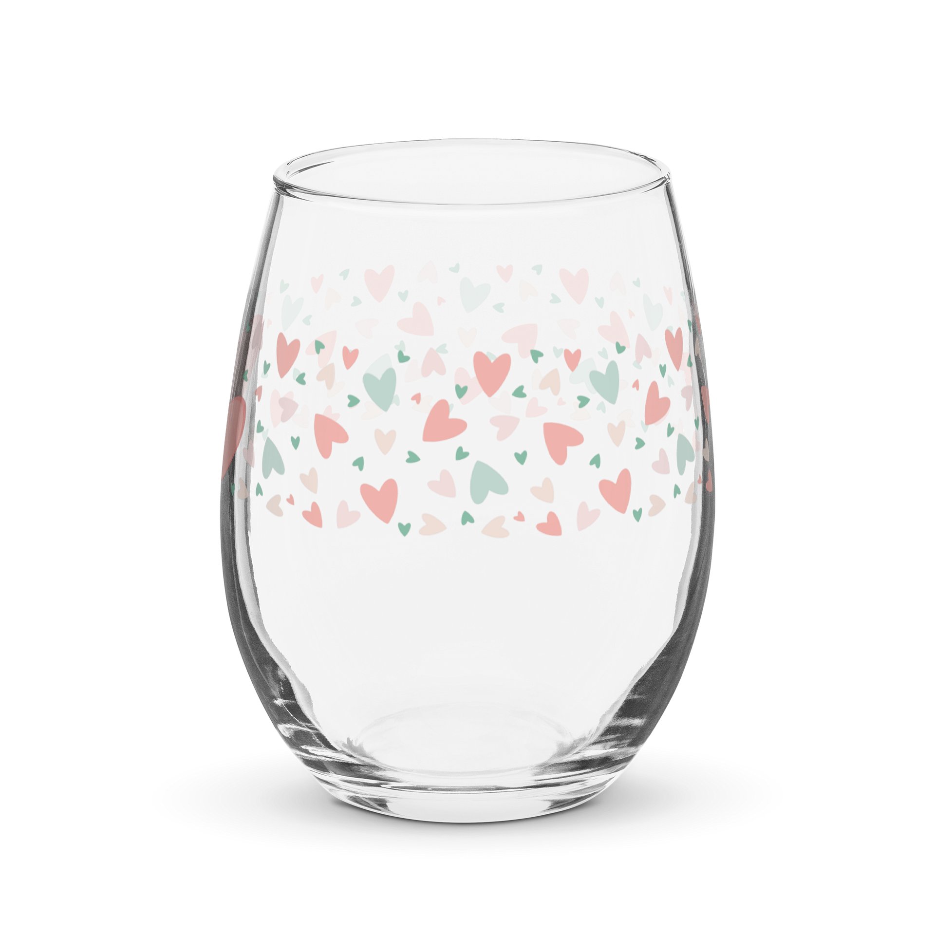 Scattered Hearts on Peach Wine Glass - Peach Fuzz product image (3)