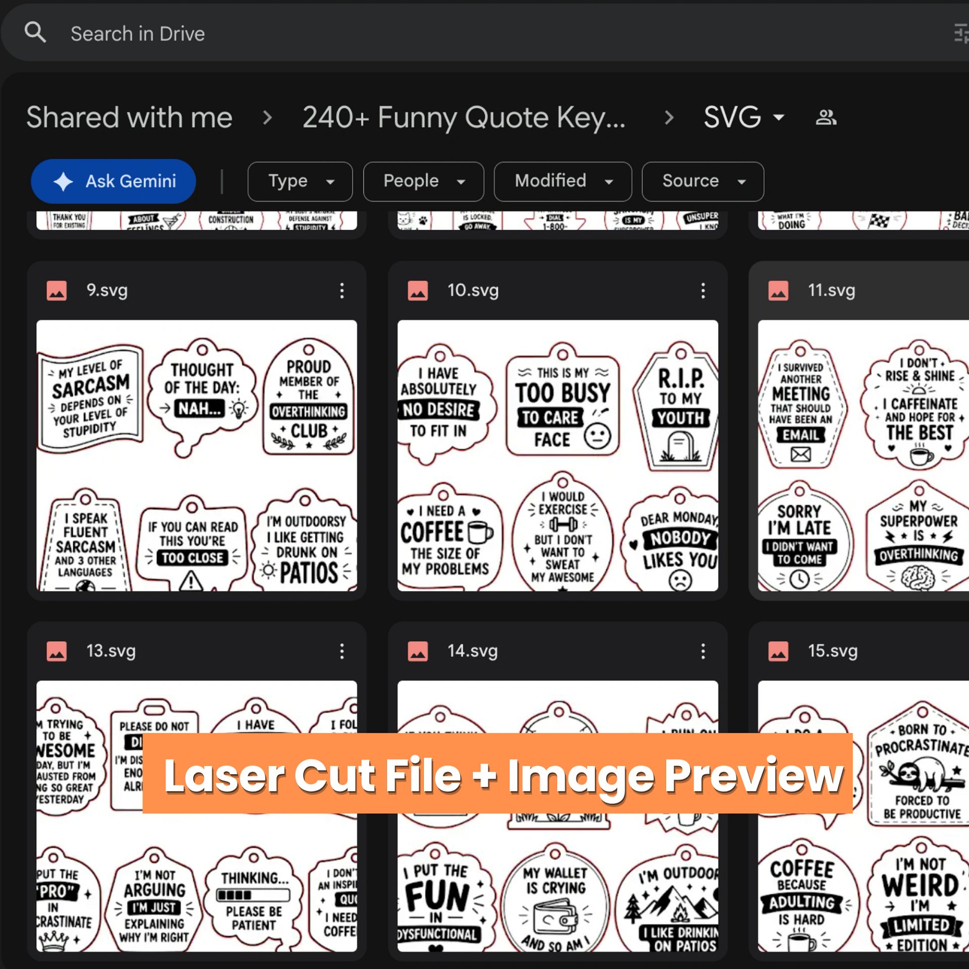 240+ Funny Quote Keychain Laser Cut Bundle | Humorous Saying SVG, DXF, AI & PNG Files product image (2)
