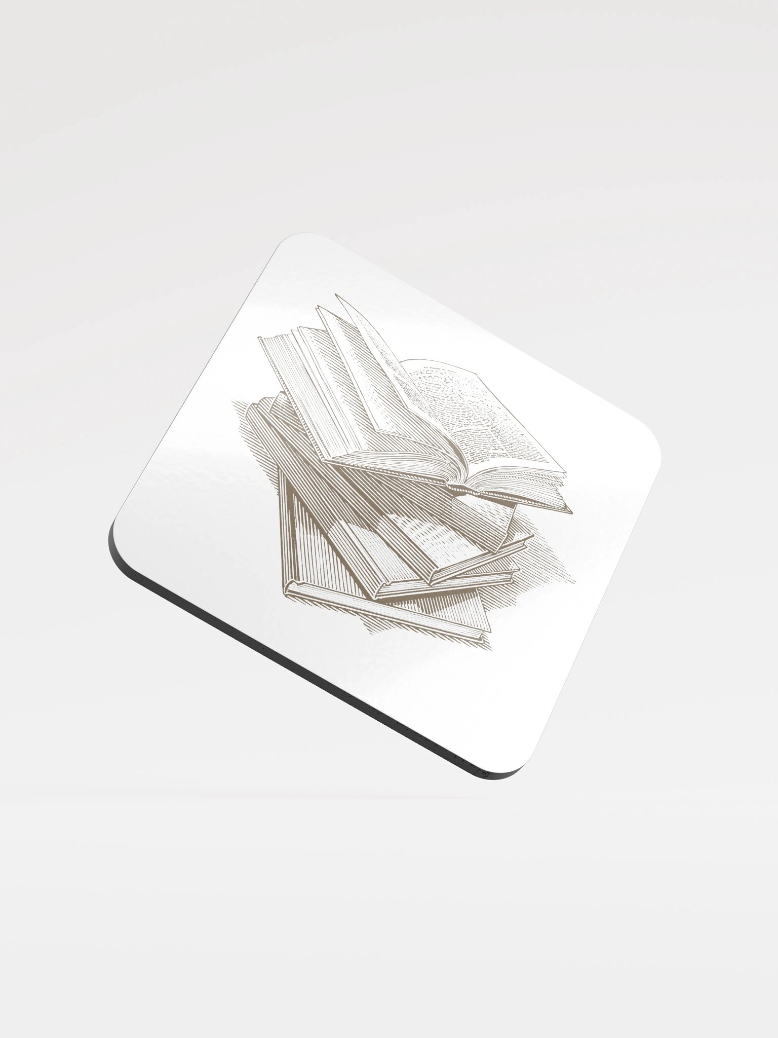 Stacked Books Glossed Cork Coaster product image (1)