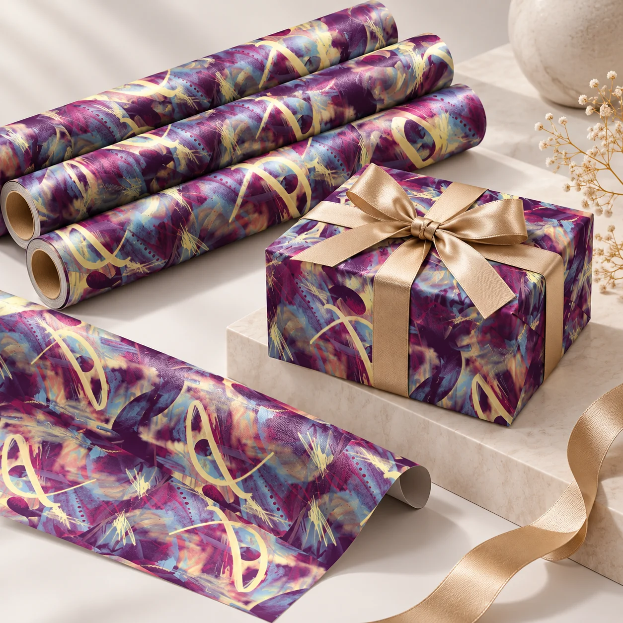 "Let's Boogie" Abstract Brushstroke Wrapping Paper product image (1)