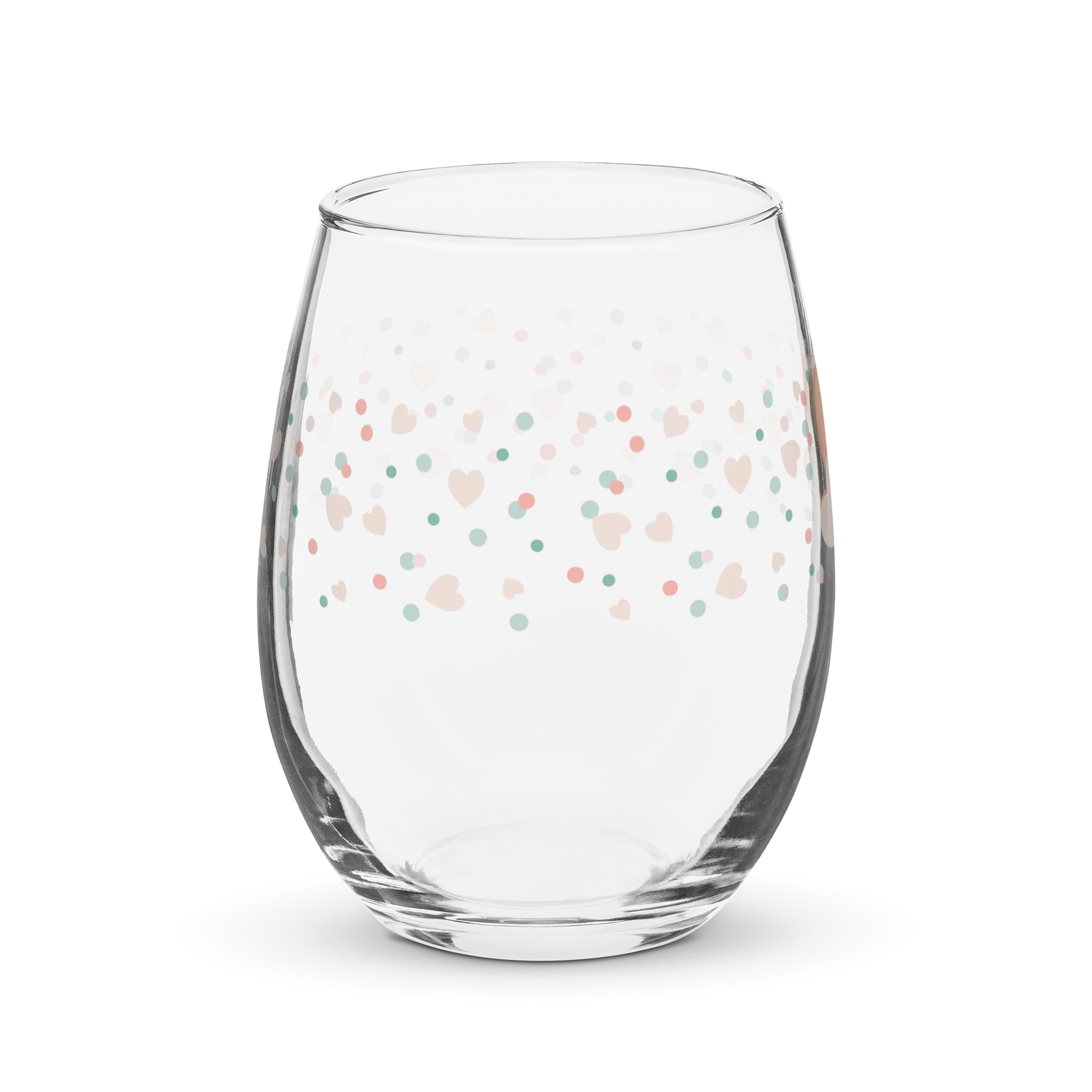 Peachy Hearts and Dots Wine Glass - Peach Fuzz product image (4)