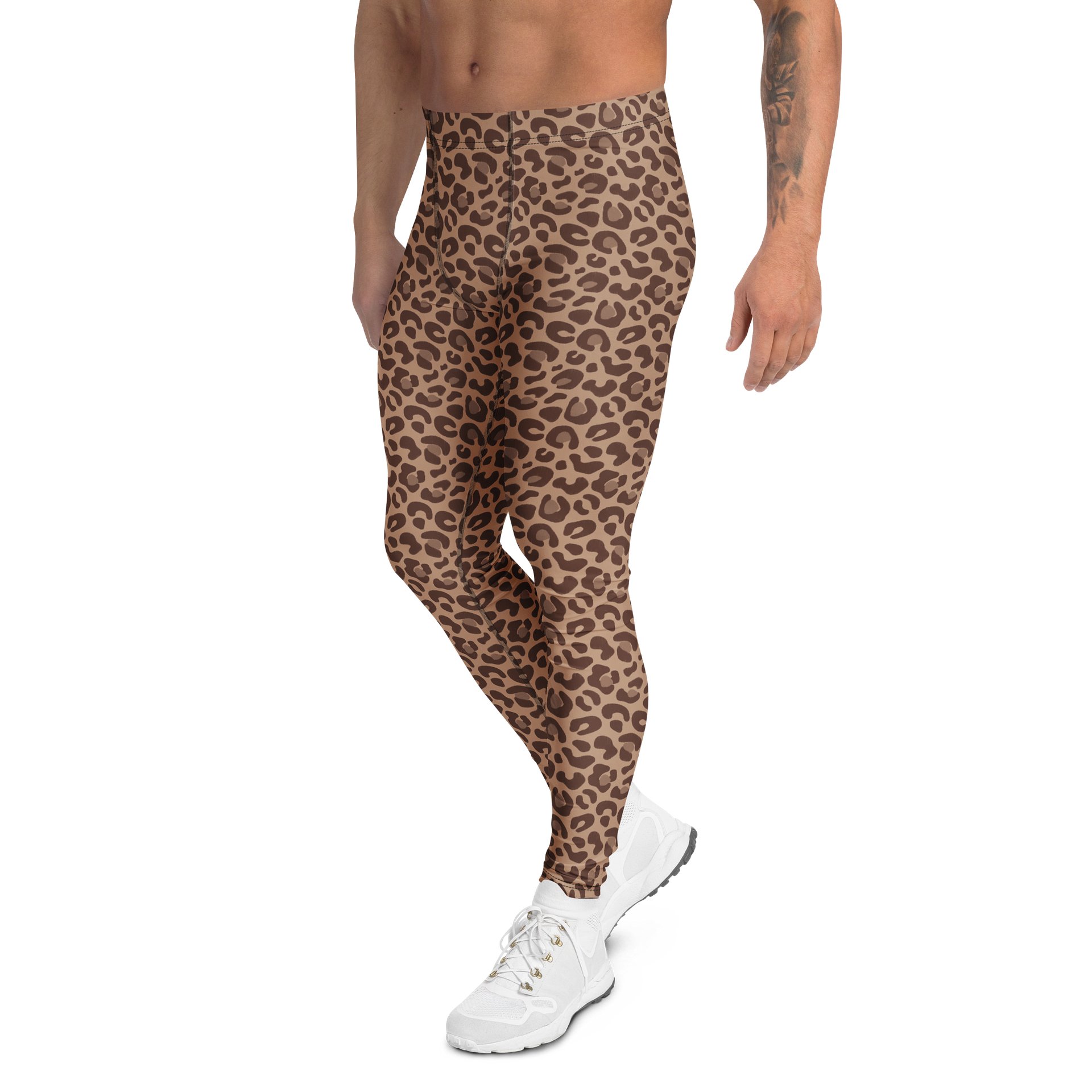 Bold Brown Leopard Skin Men's Workout Leggings product image (4)