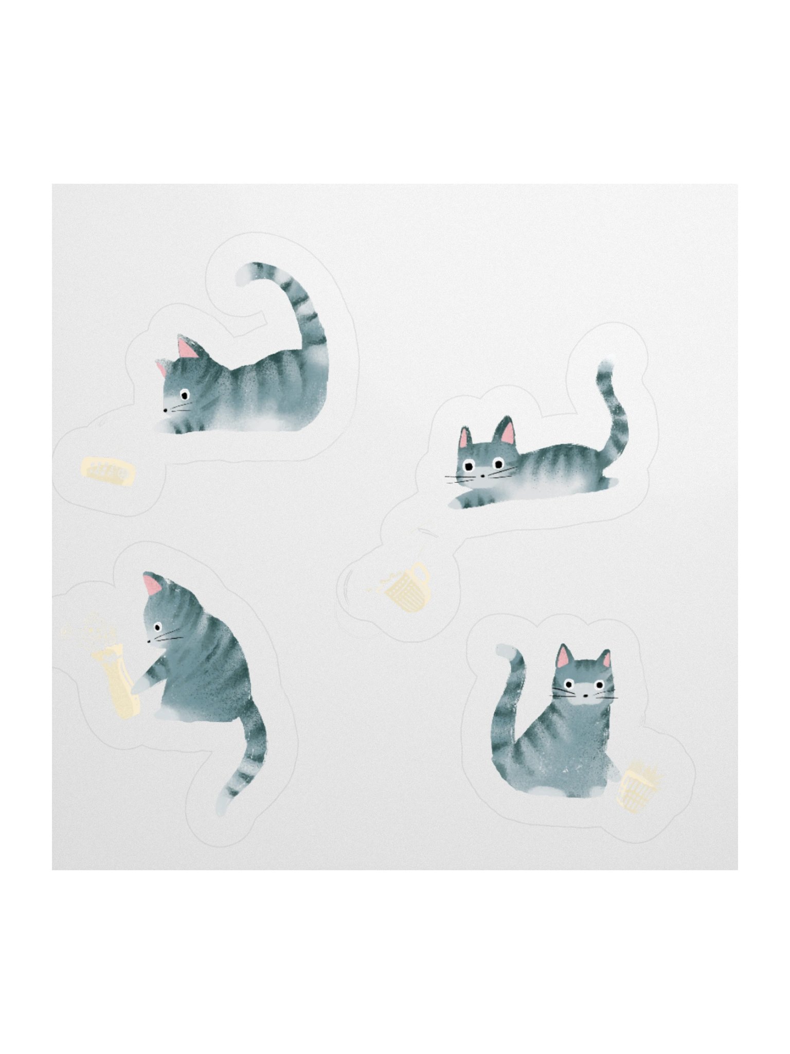 Bad Grey Tabby Cats Knocking Stuff Over Stickers product image (2)