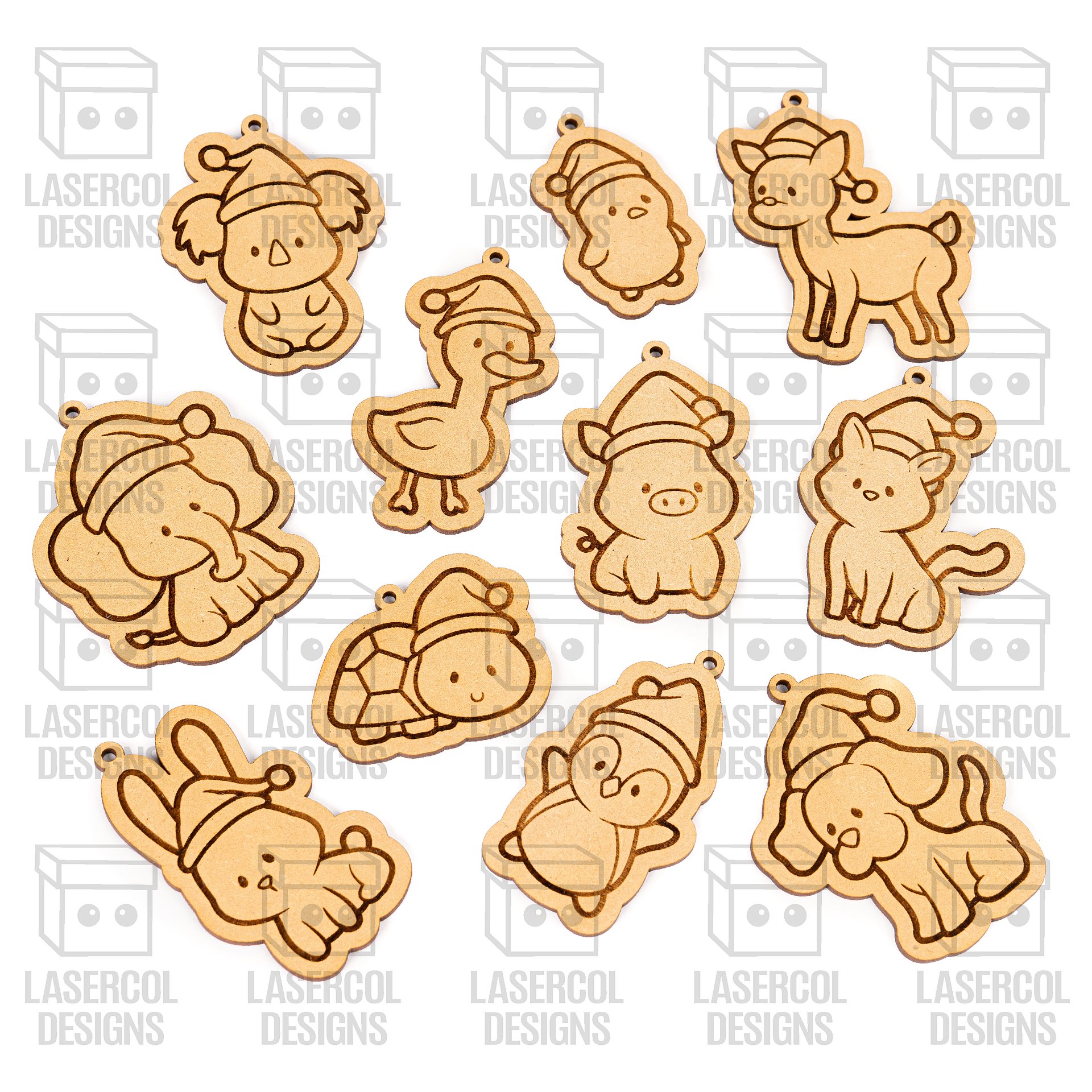 Cute Animals Christmas Ornaments - Laser Cut Files product image (3)