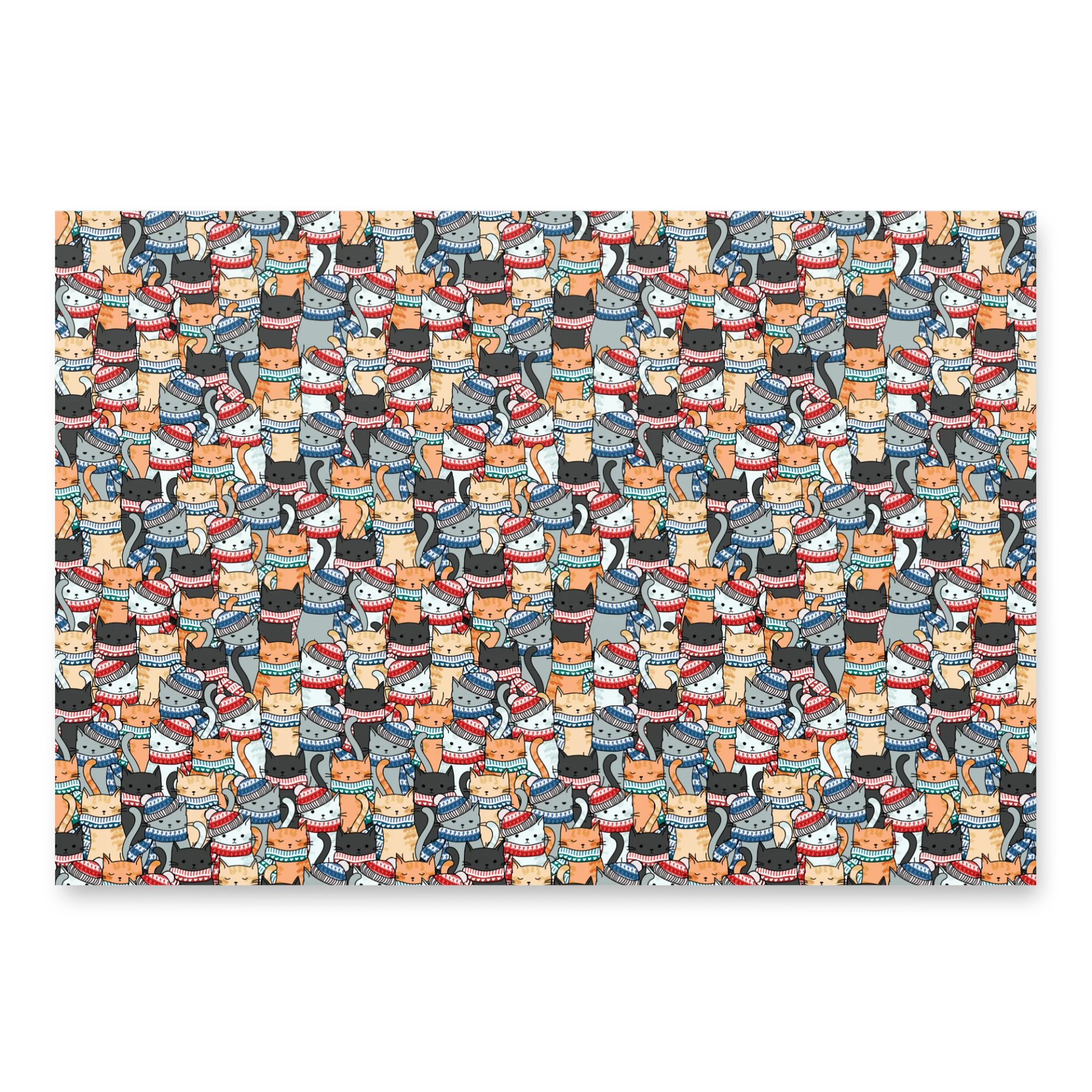 Cats in Winter Hats & Scarves Pattern Wrapping Paper, 3 Pack product image (4)
