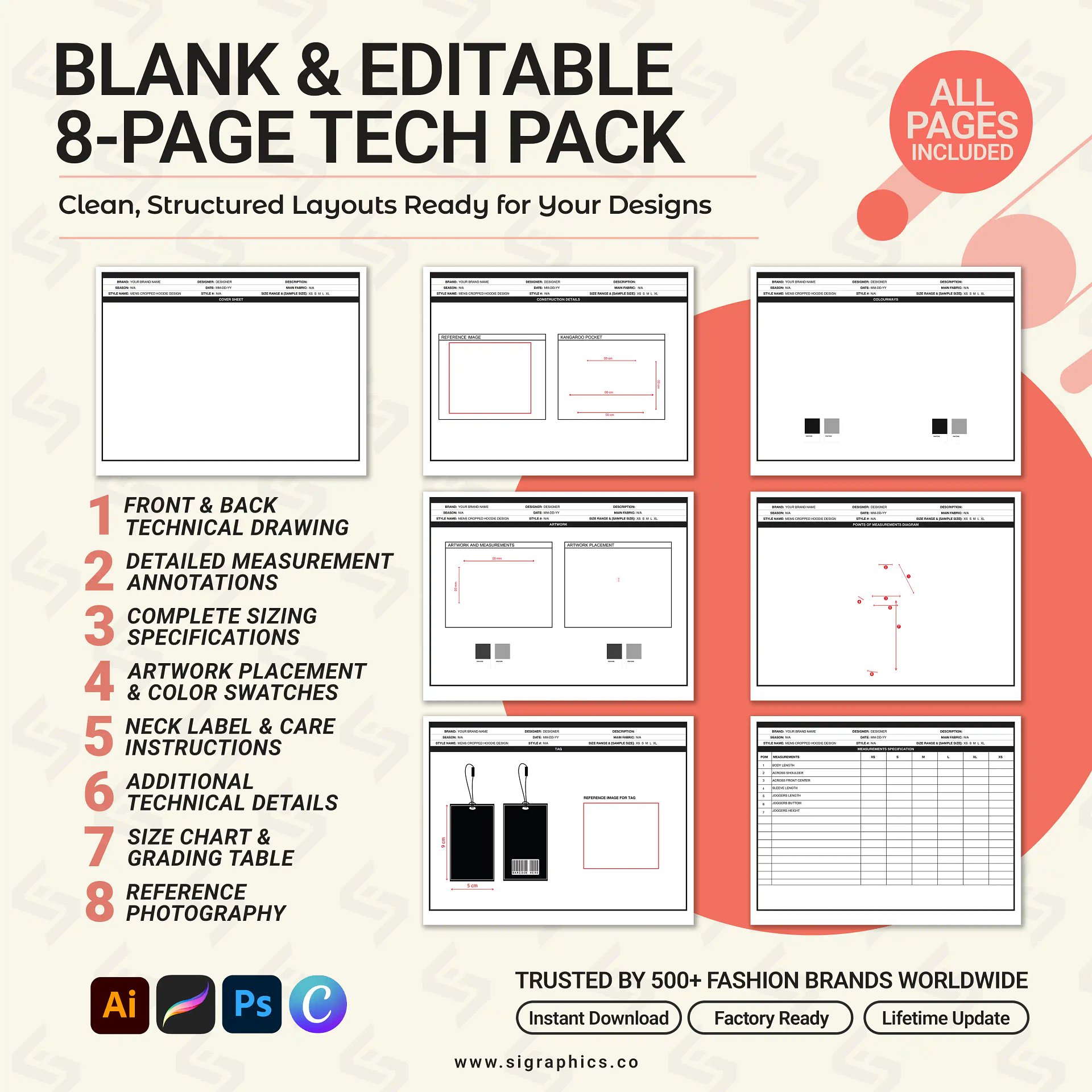Adobe Illustrator Tech Pack Template product image (3)