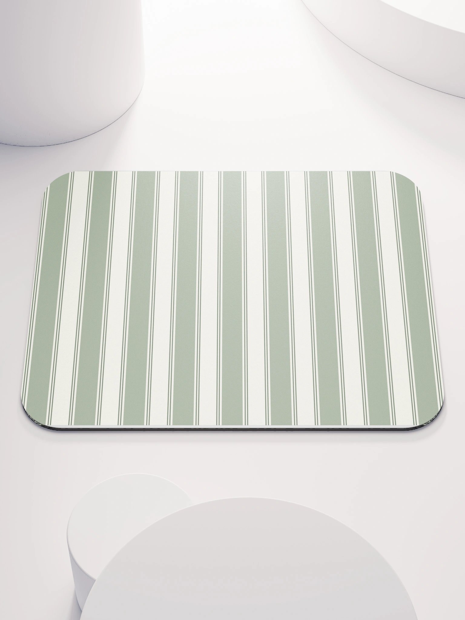 Atelier Sage — Sage & Ivory Pinstripe Mouse Pad product image (1)