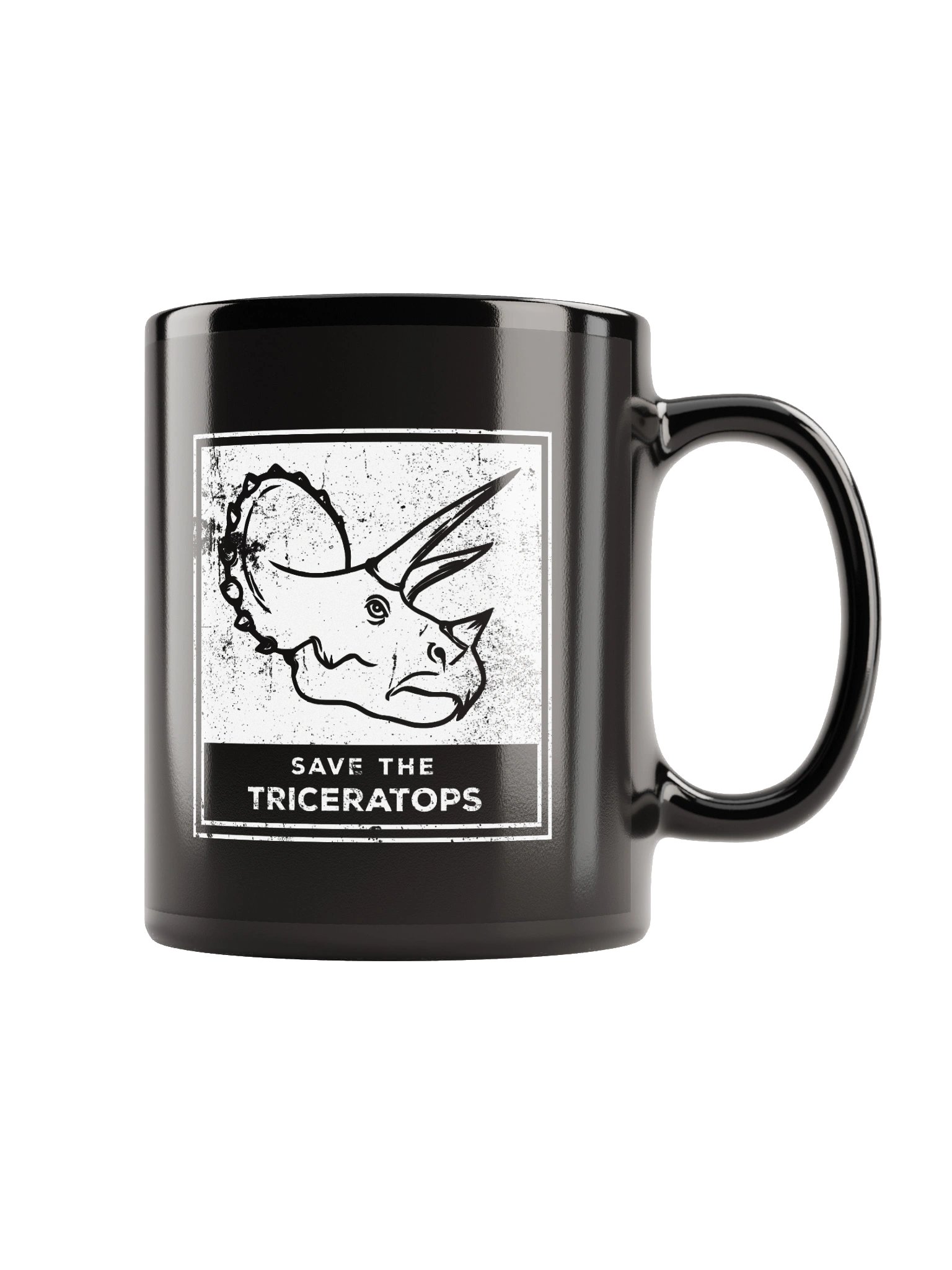 SAVE THE TRICERATOPS - BLACK MUG product image (1)