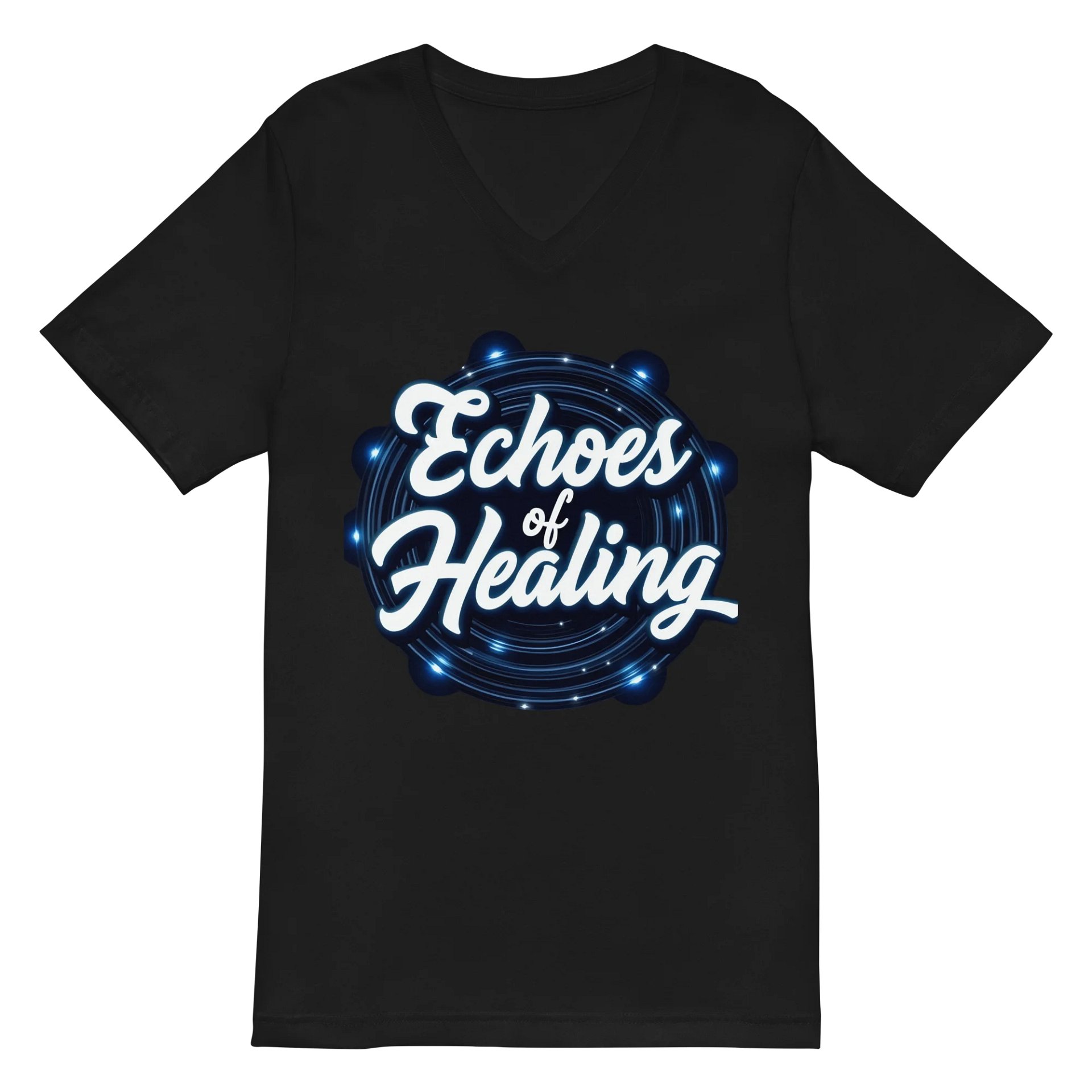Glowing Script V-Neck Tee: Echoes of Healing product image (3)