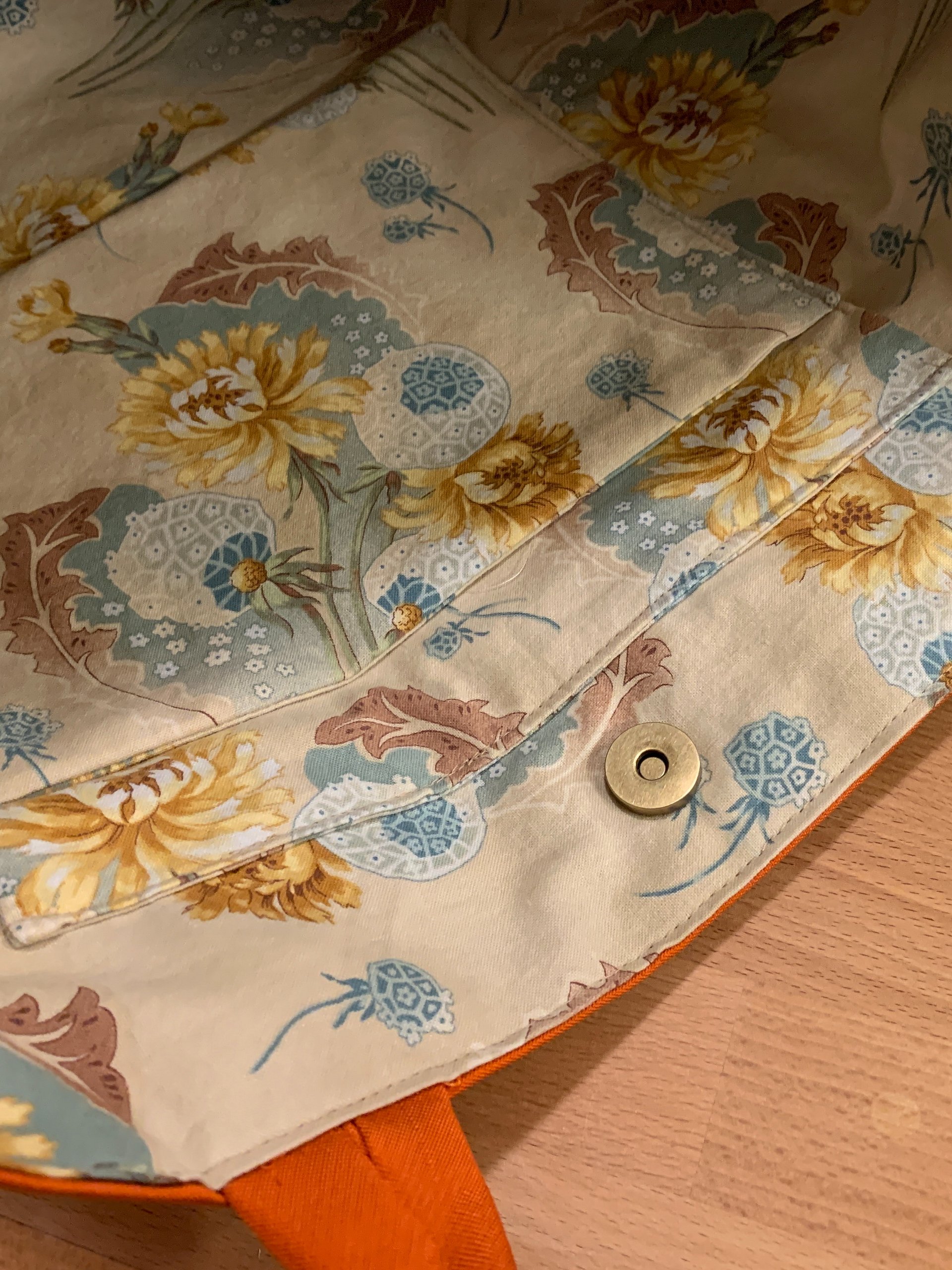 Upcycled Japanese Orange Silk Obi Tote Bag ~ Handmade with Vintage Japanese Kimono Textiles product image (3)