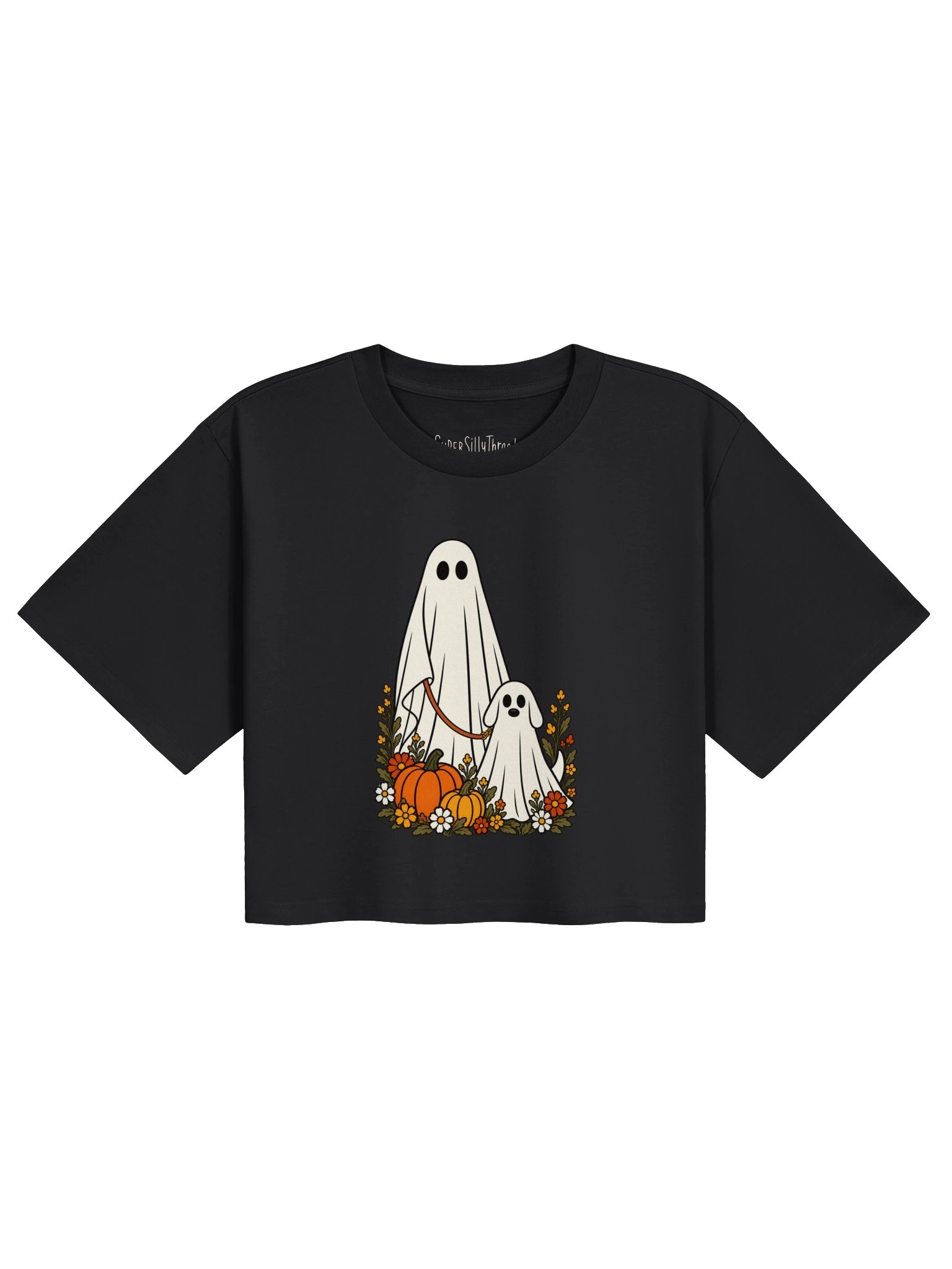Ghost Dog Pumpkin Patch Halloween Crop Tee product image (1)