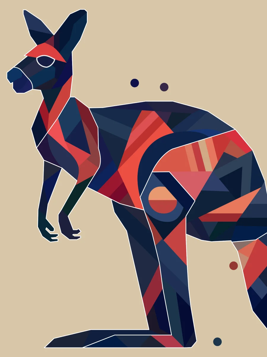 Free Geometric Kangaroo PNG Art - Transparent Background, Low Poly Marsupial Illustration product image (1)