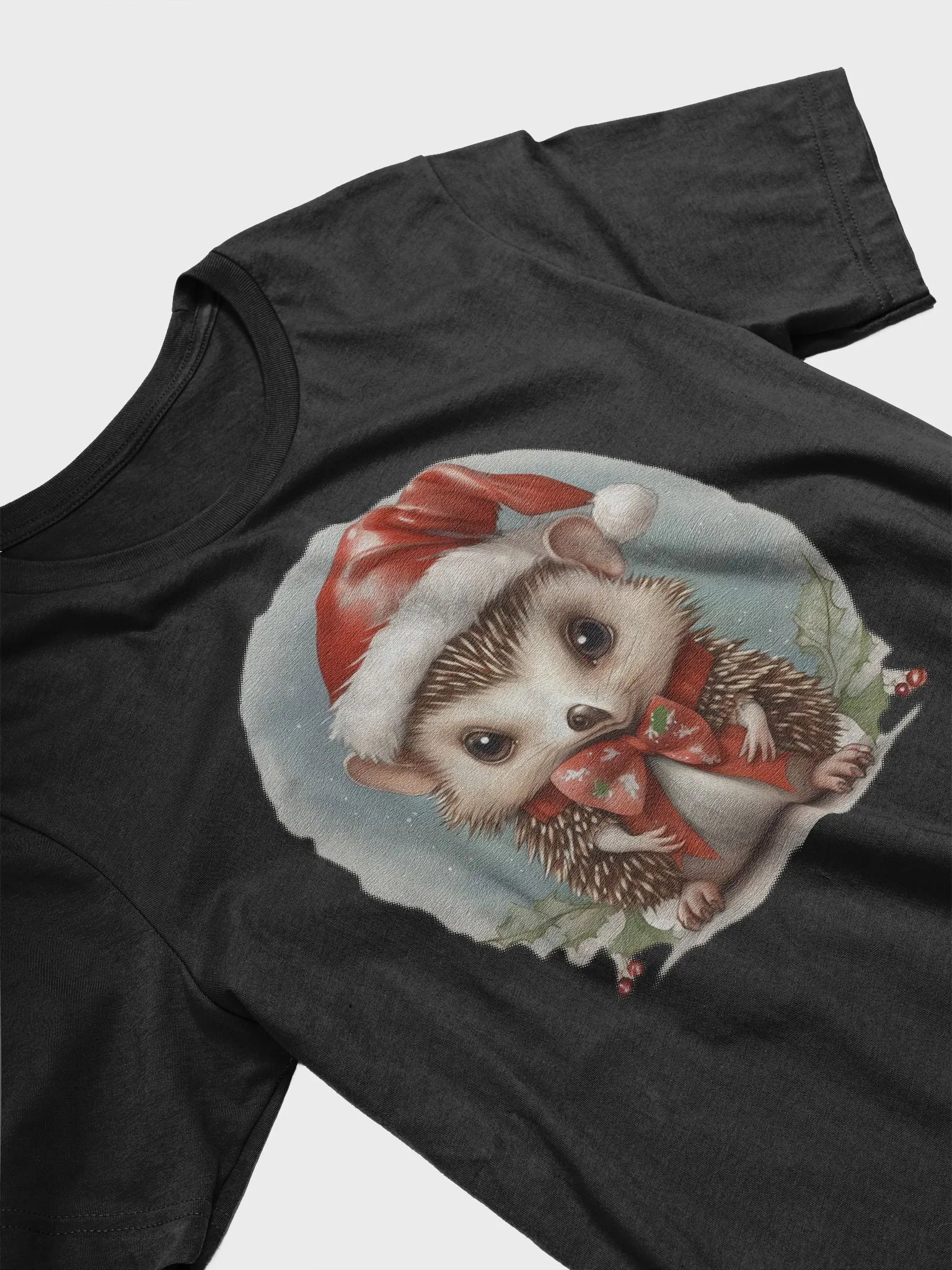 Cute little hedgehog wearing a santa hat Supersoft T-Shirt product image (3)