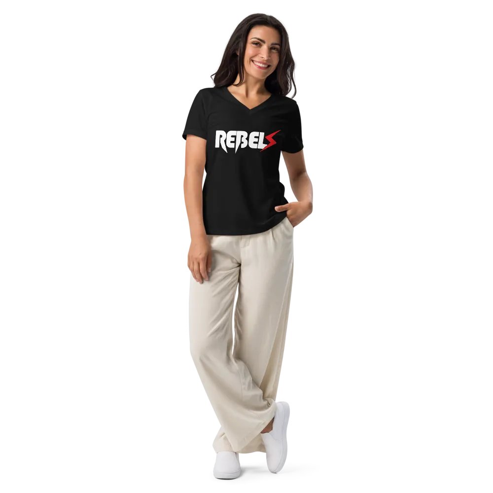 Woman's V Neck | Black | White/Red product image (12)