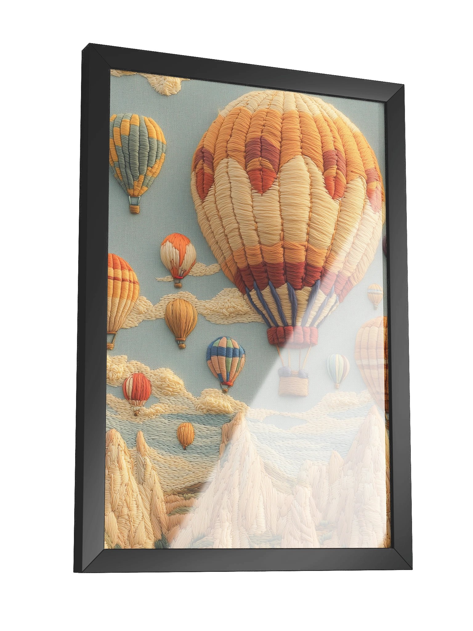 Up in the Sky in Cappadocia | Embroidery-Style Wall Art — Framed Print product image (11)