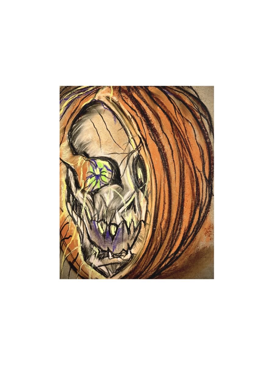 Pumpkin Skull Print by MayneArt product image (1)