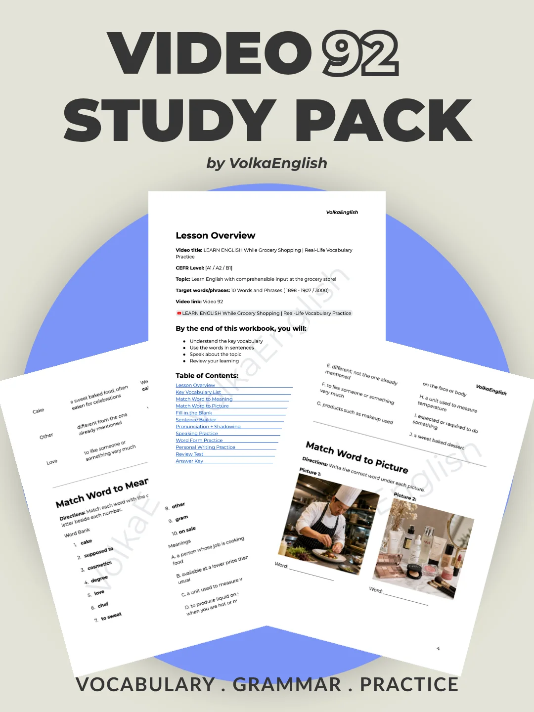 LEARN ENGLISH While Grocery Shopping | Real-Life Vocabulary Practice - Video 92 Study Pack product image (1)