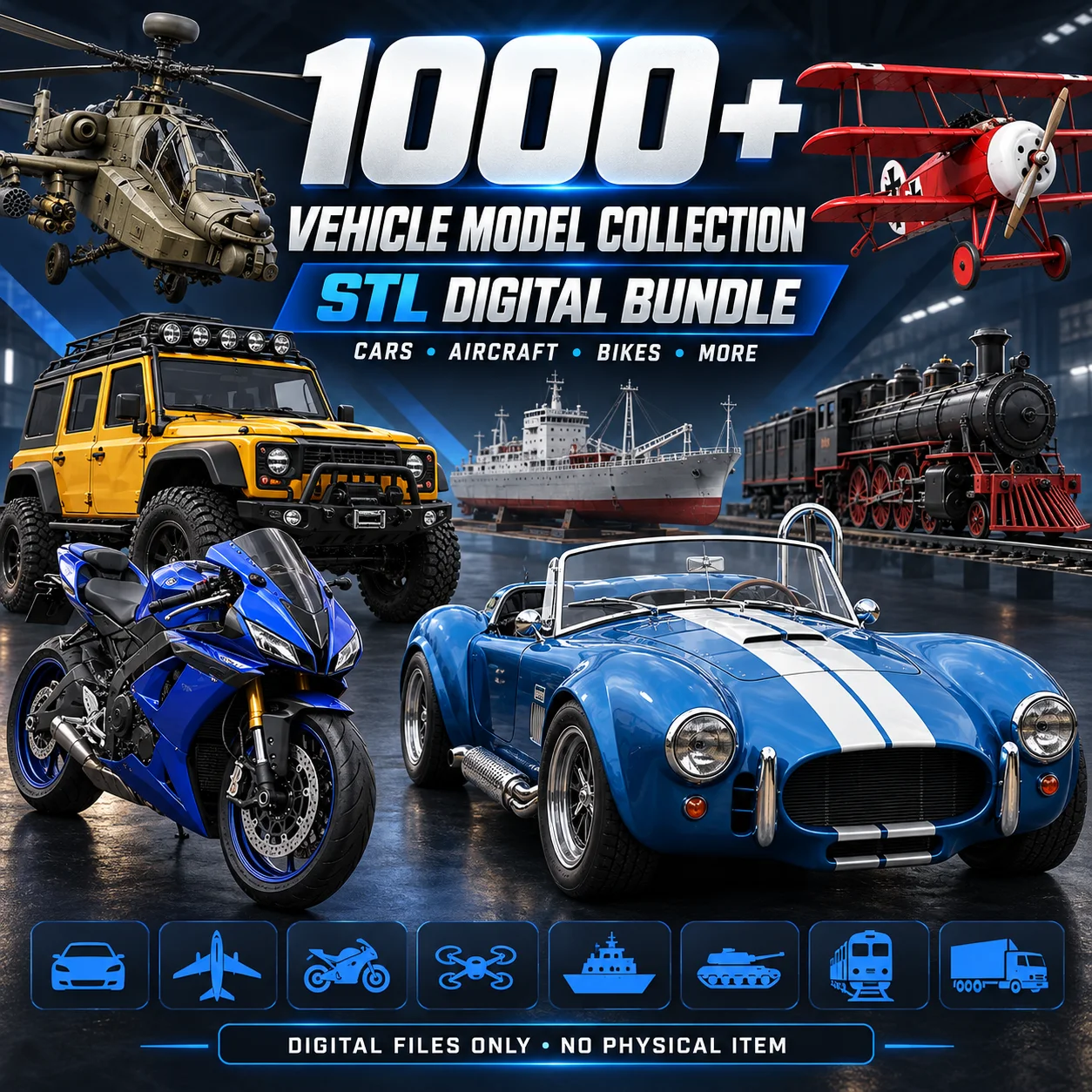 1000+ Vehicle STL 3D Models Bundle product image (1)