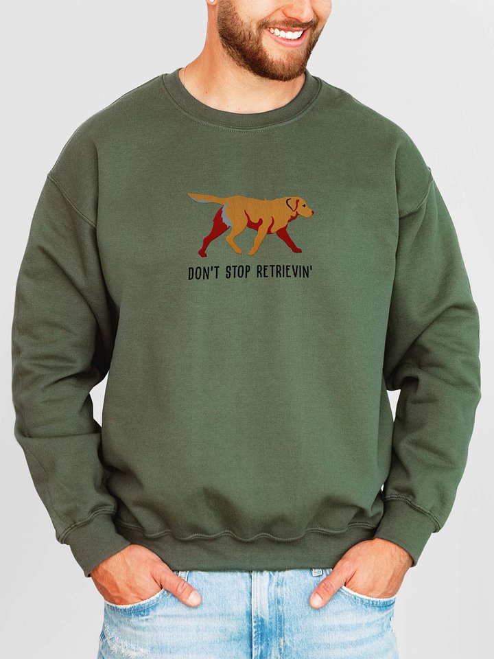 Don't Stop Retrievin' Sweatshirt (Embroidered) of a Chesapeake Bay Retriever(Tan) product image (2)