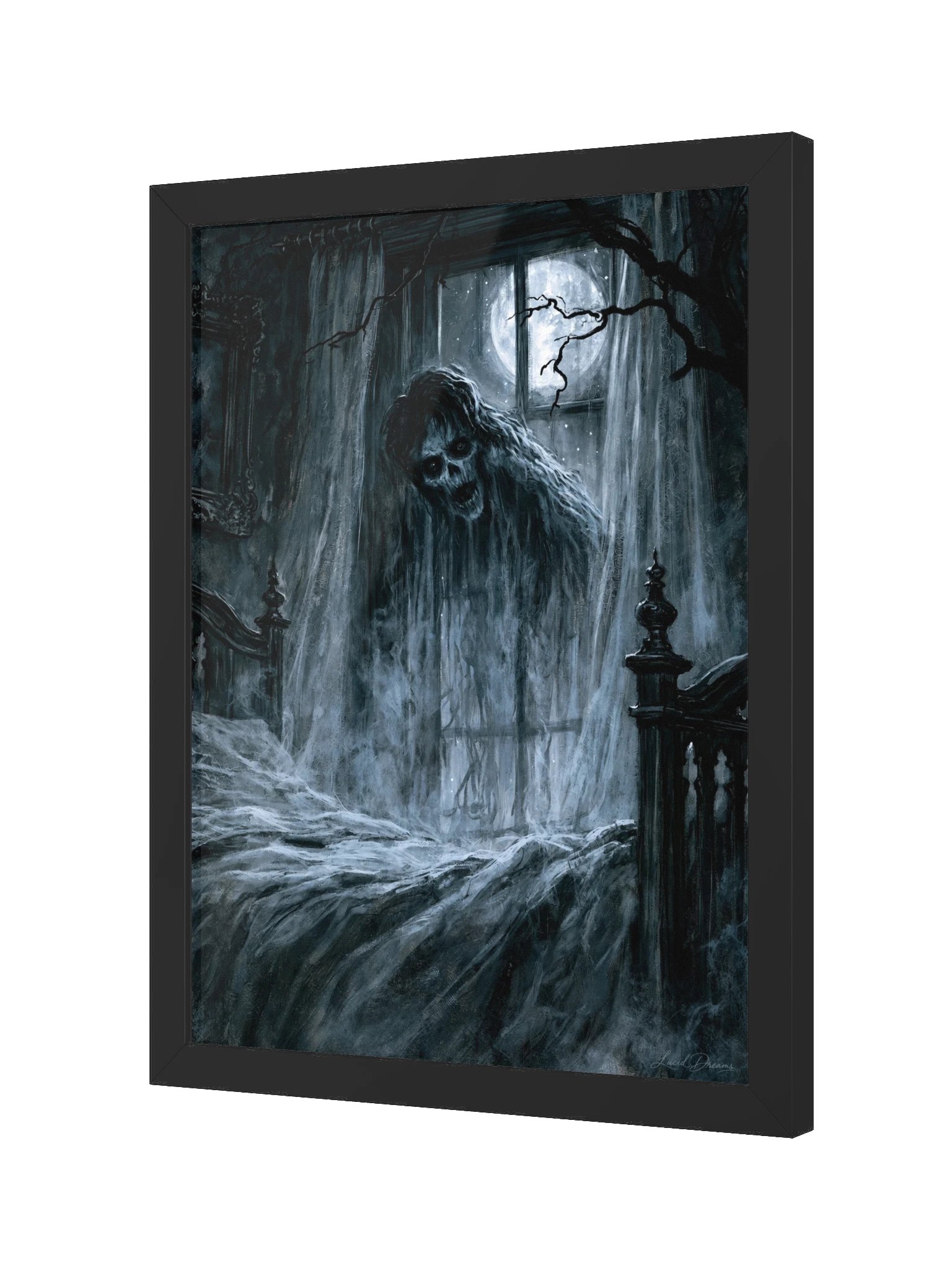 Haunted Bedroom Framed Art Print — A Visitor After Midnight product image (6)