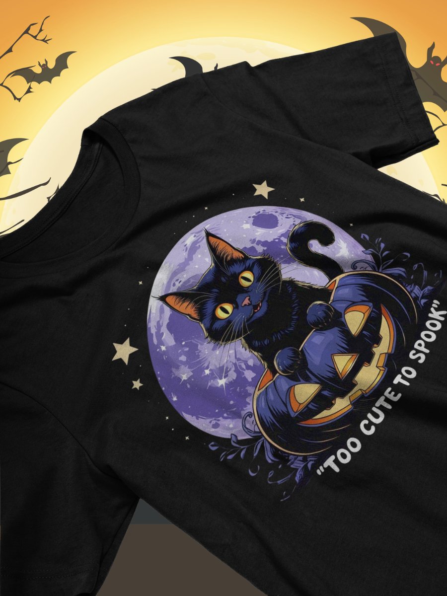 Whimsical Cat in Pumpkin Moonlight T-Shirt product image (3)