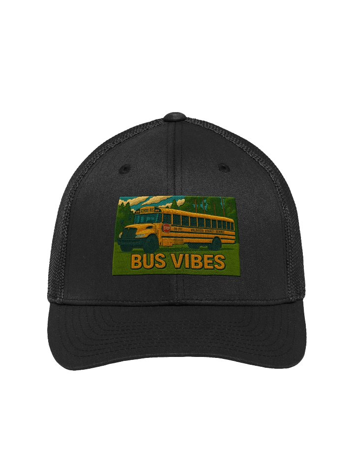 BUS VIBES Trucker Hat — Yellow School Bus Flexfit product image (4)