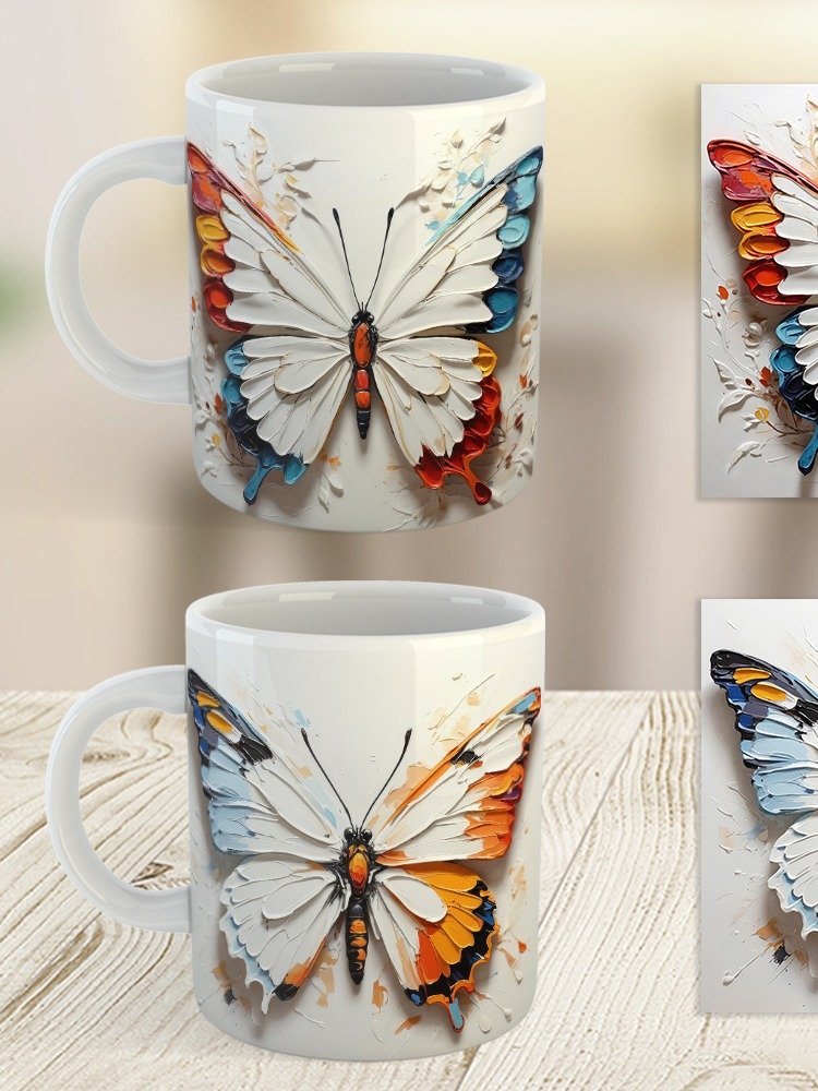 Sunset Soar Butterfly White Glossy Mug product image (8)