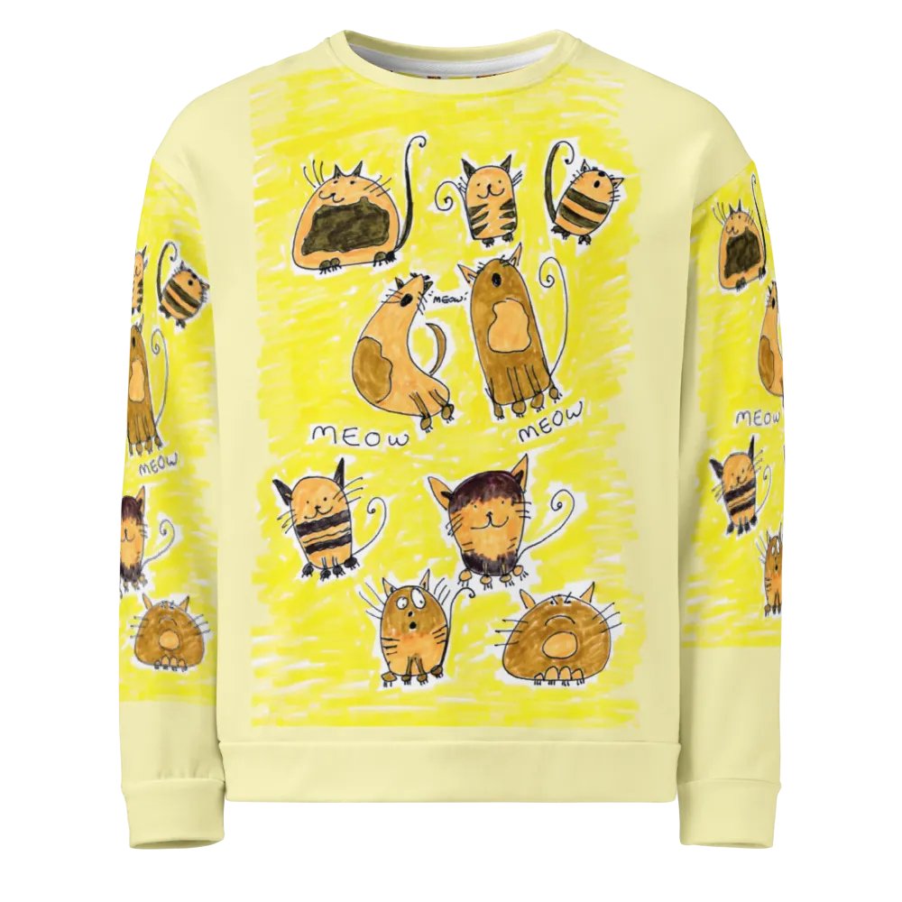 Abstract Doodle Cats Unisex All Over Print Sweatshirt product image (5)