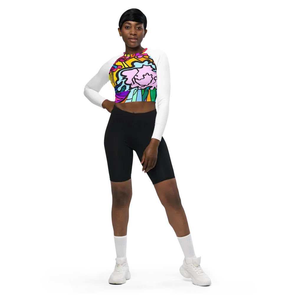 Vibrant Swirls Recycled Crop Top - Wave at Sunset product image (1)