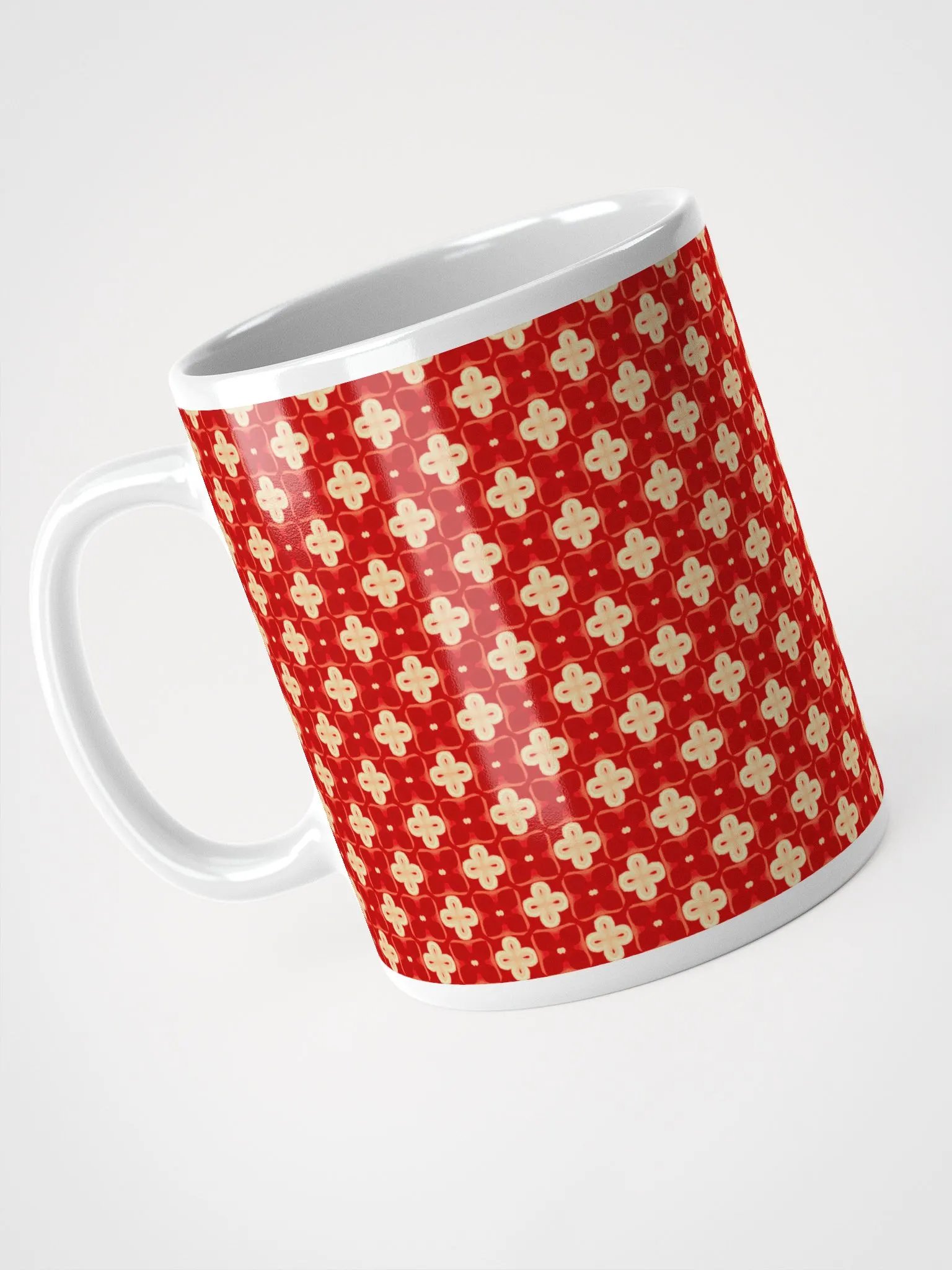Red & Cream Seamless Patterned Ceramic Mug product image (3)