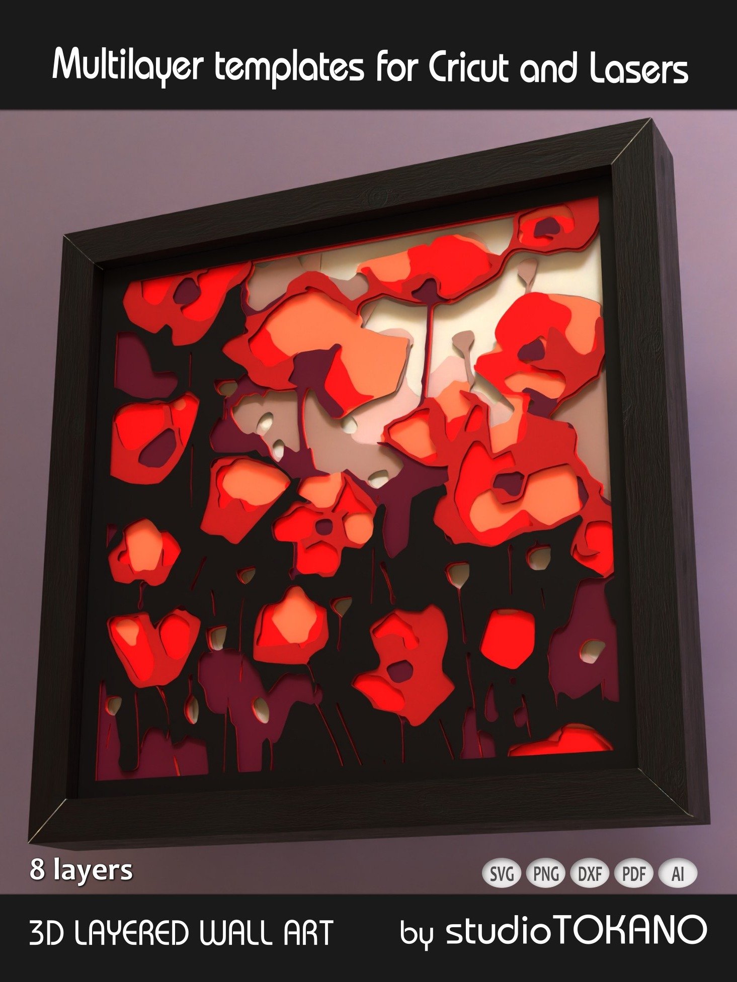 Poppy Flowers Shadow box SVG product image (6)