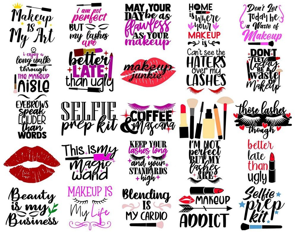120+ Makeup SVG Bundle for Cricut | Makeup Quote SVG PNG DXF EPS | Eyelash Beauty Clipart Instant Download product image (3)