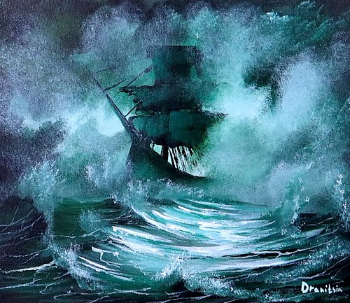 Ghost Ship Sailing in Rough Sea | Acrylic Seascape | Oval Brush Painting Technique

Unlock the drama of the high seas with 