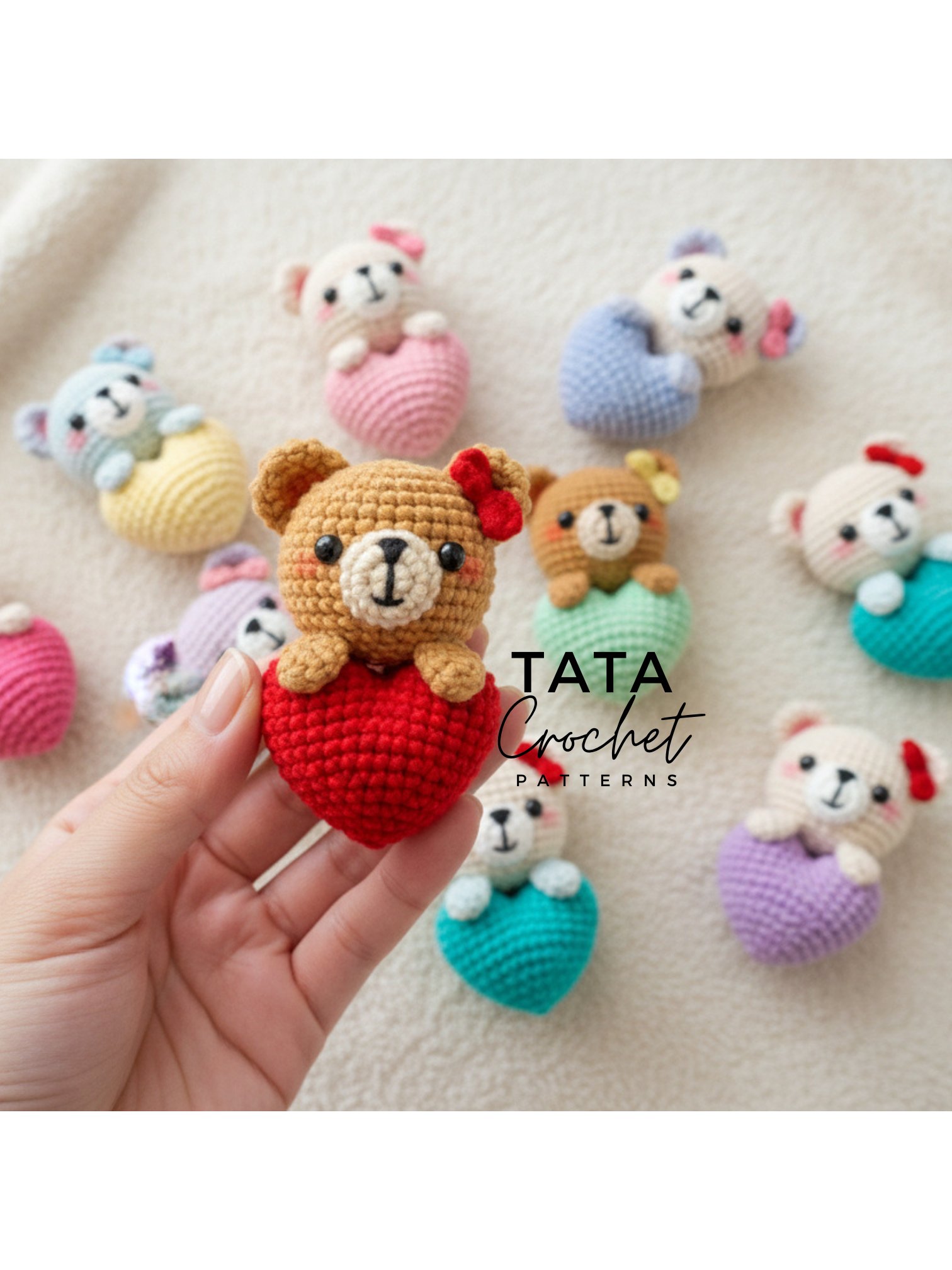 PDF Pattern -♡- Crochet Bear With Heart Keychain product image (1)
